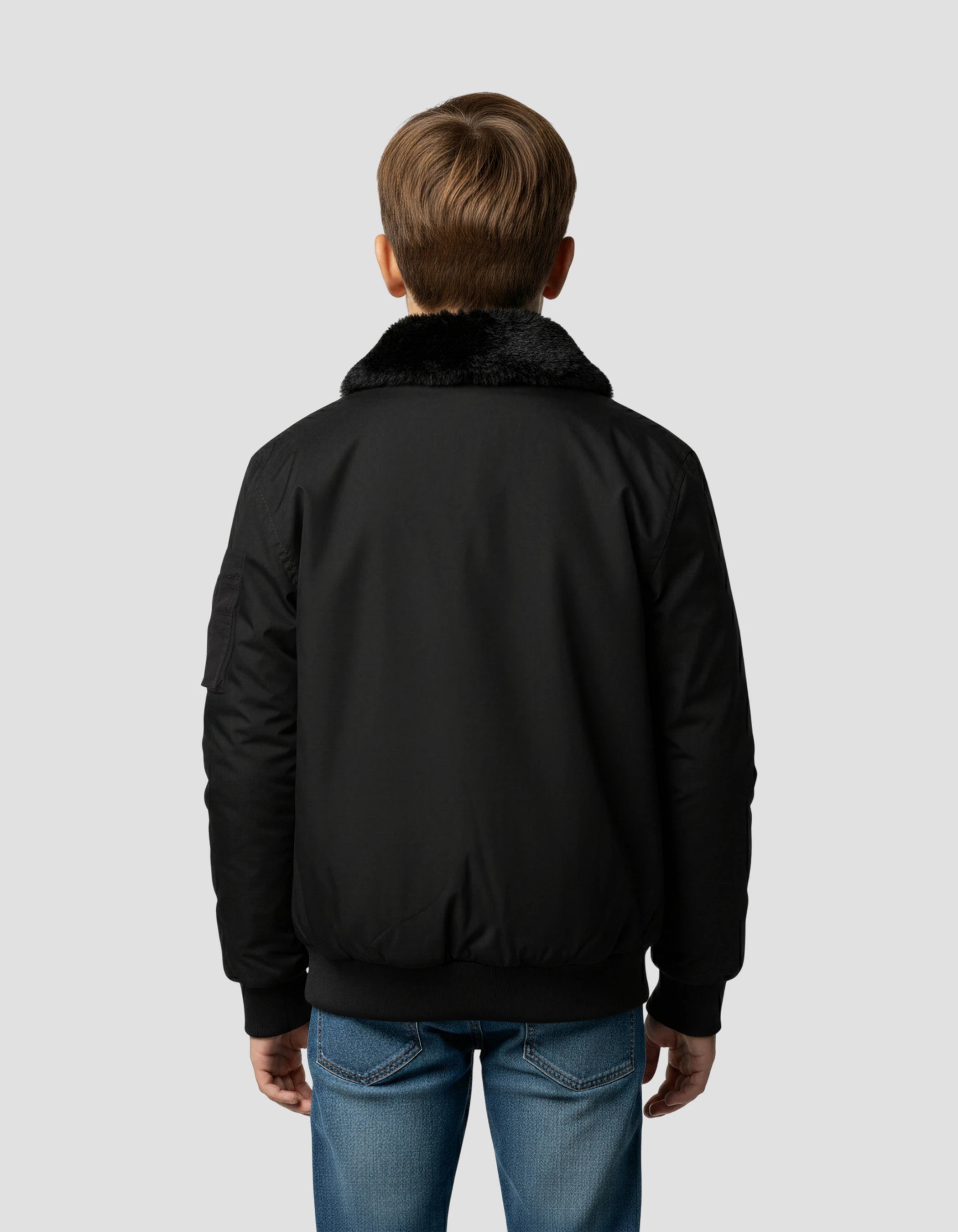 Chaqueta piloto negra para niños-4