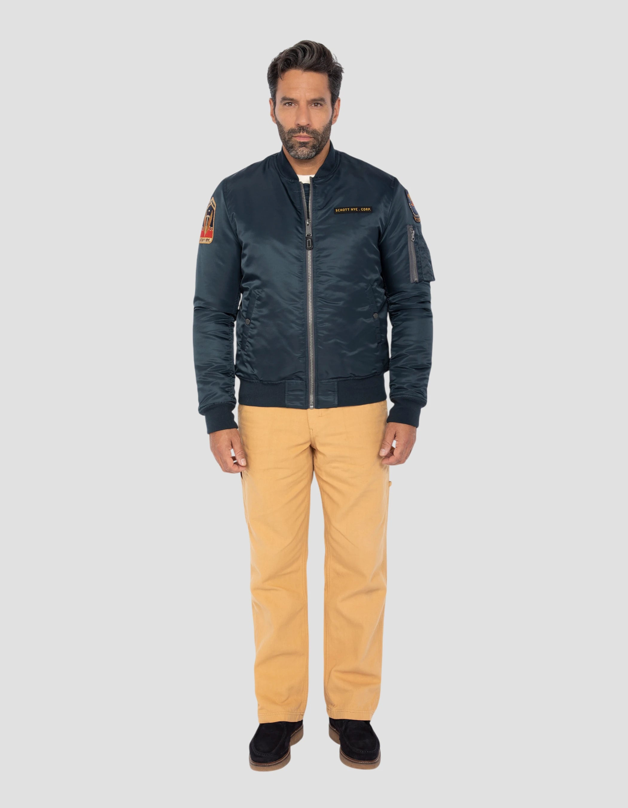 Schott U.S. Navy MA-1ジャケット Bomber MA -1 Washing dark navy in recycled nylon, Comfort