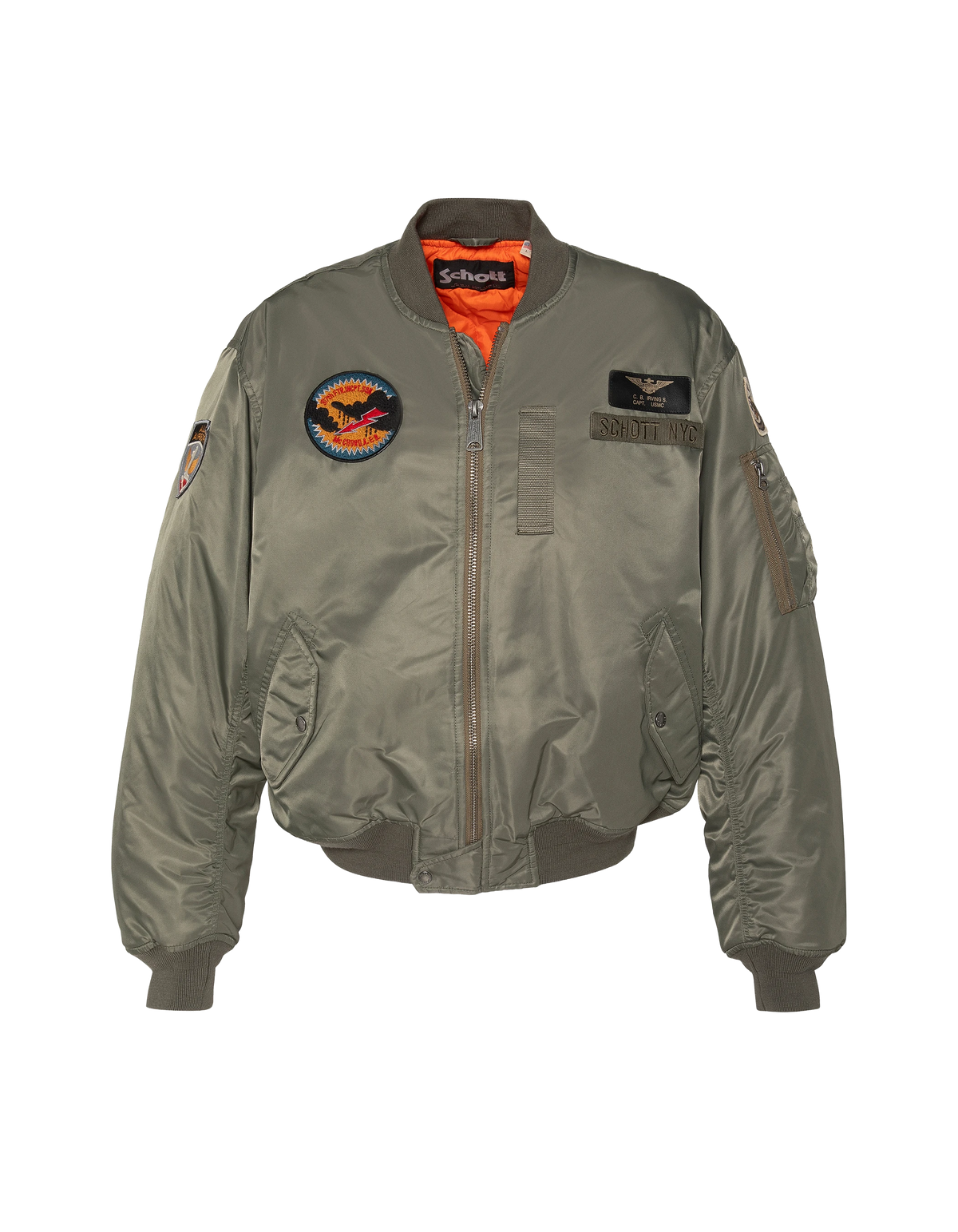Bomber jacket patched sage khaki type MA-1-2