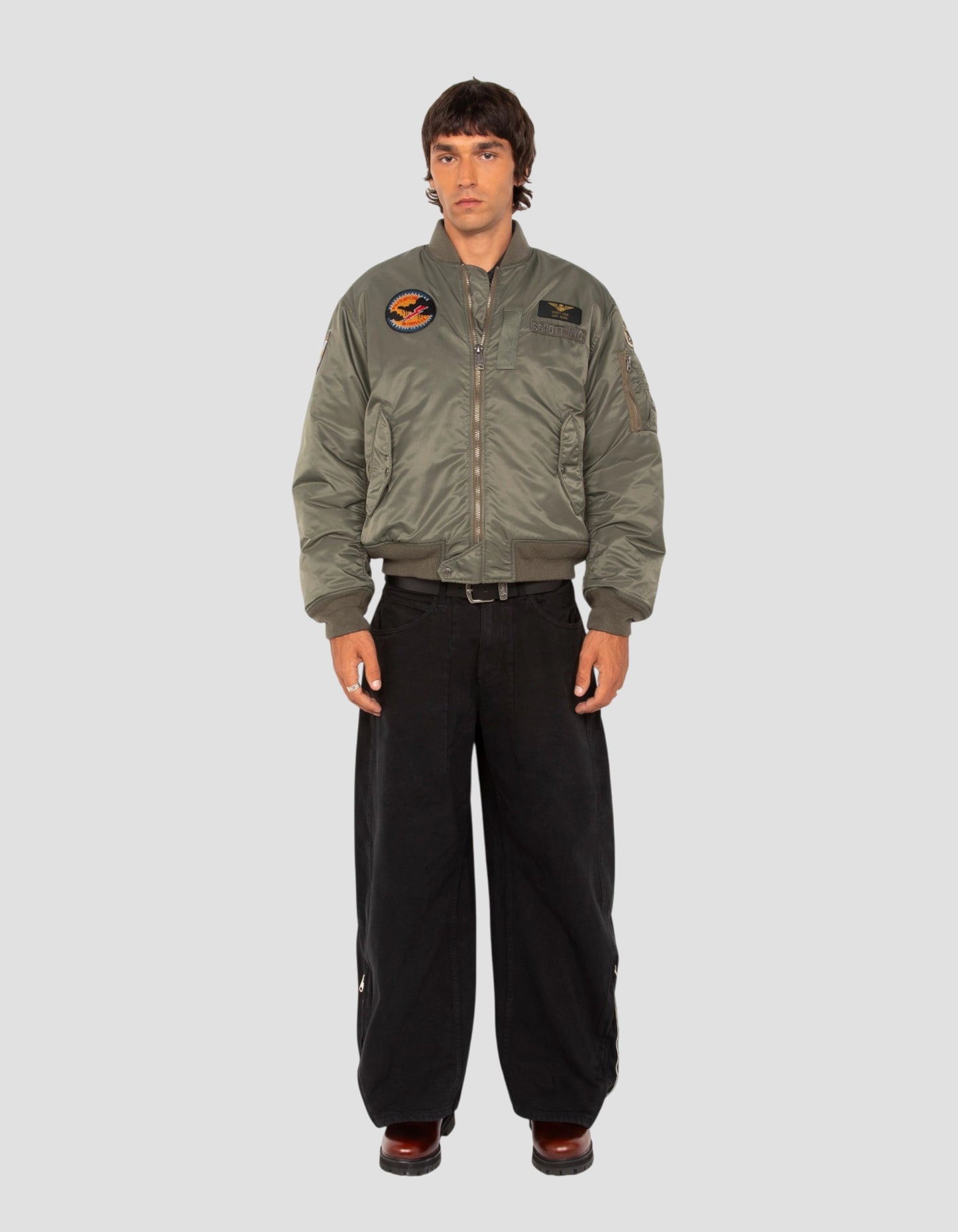 Bomber jacket patched sage khaki type MA-1