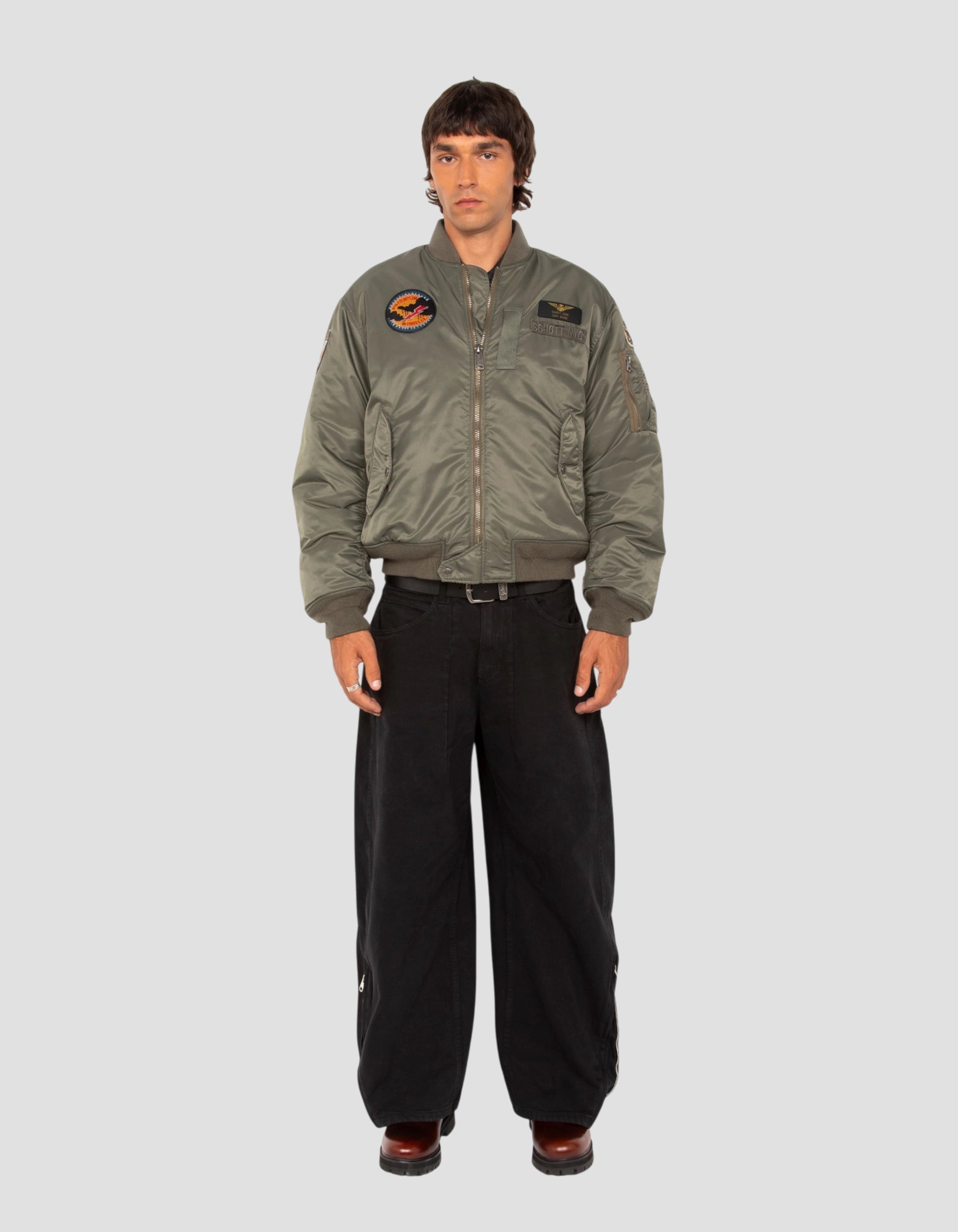 Bomber jacket patched sage khaki type MA-1-1