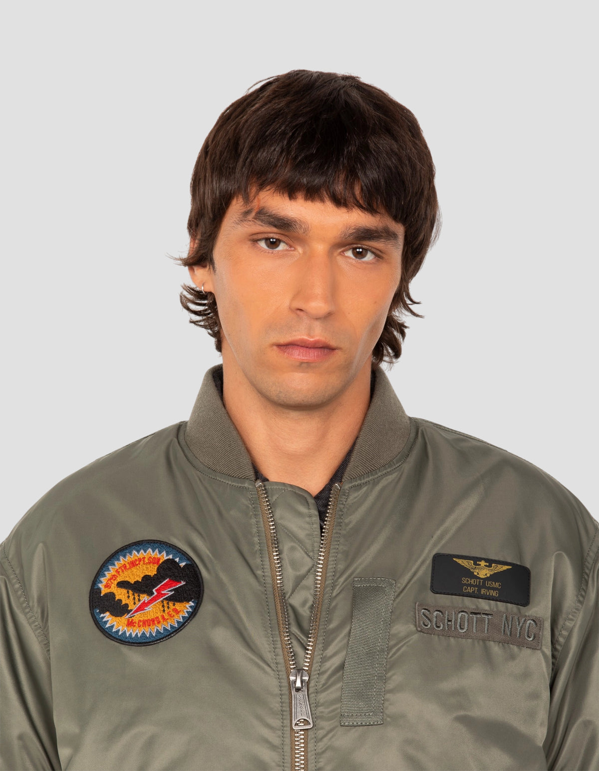 Bomber jacket patched sage khaki type MA-1