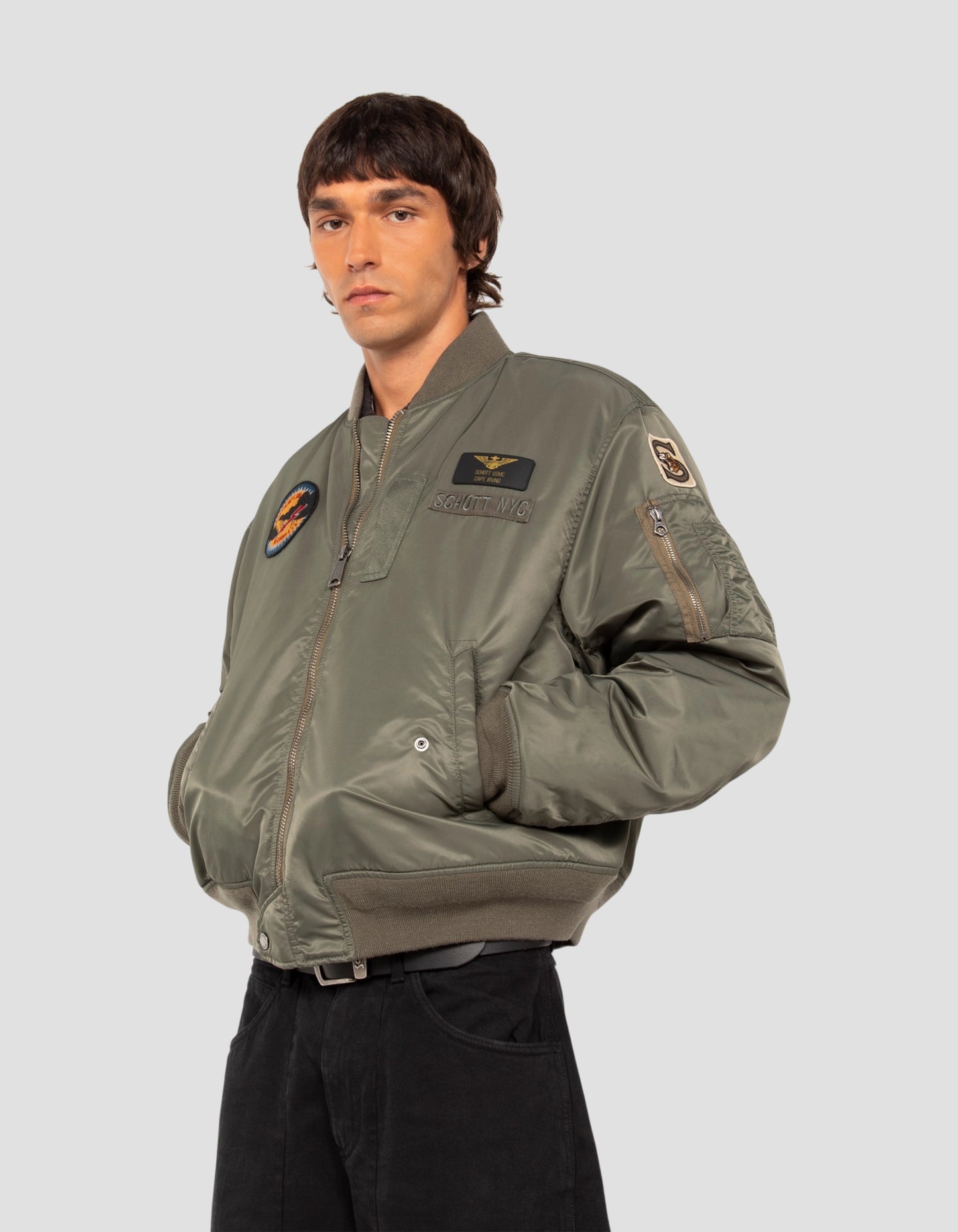 Bomber jacket patched sage khaki type MA-1