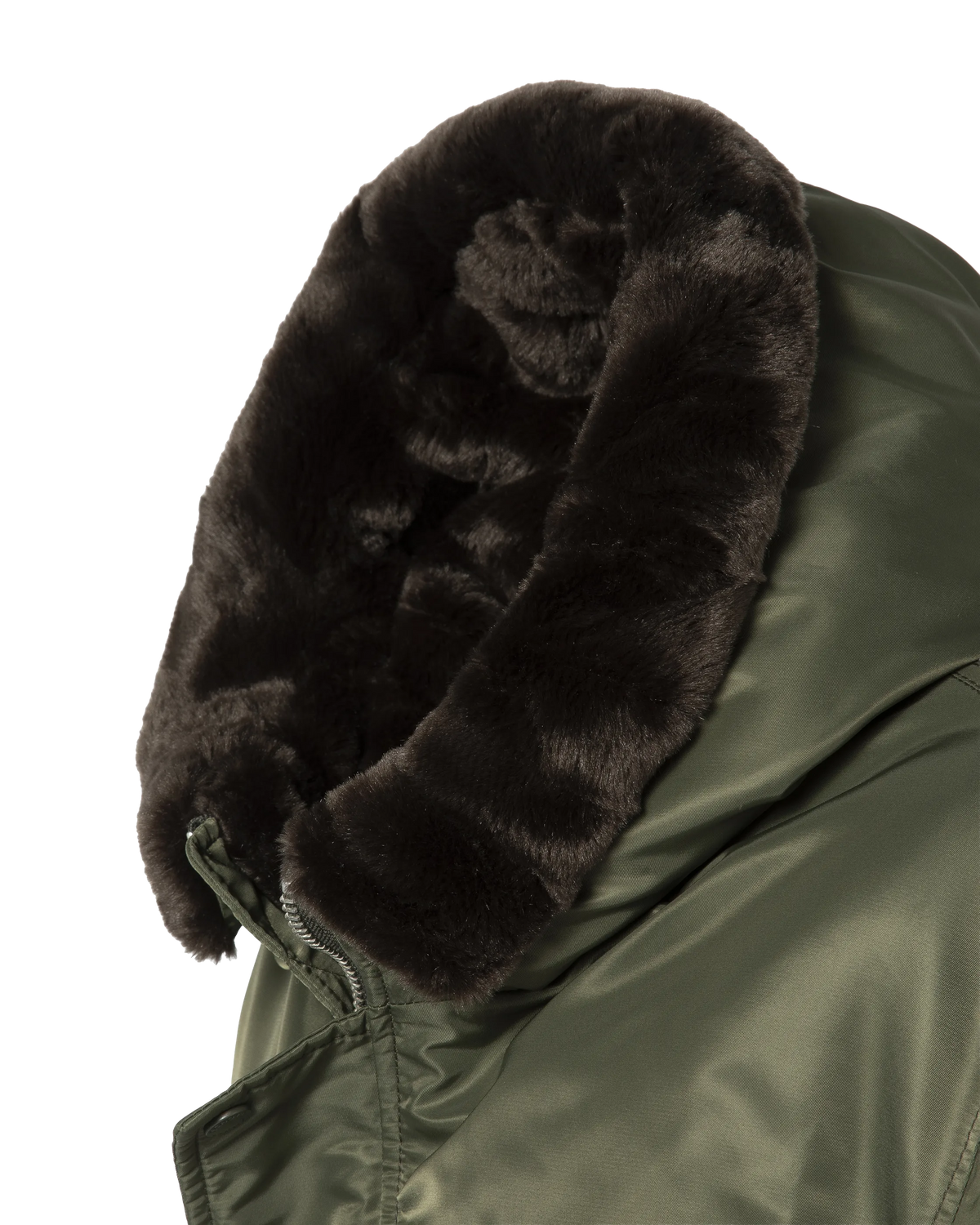 Bomber à capuche army kaki doublée fausse fourrure