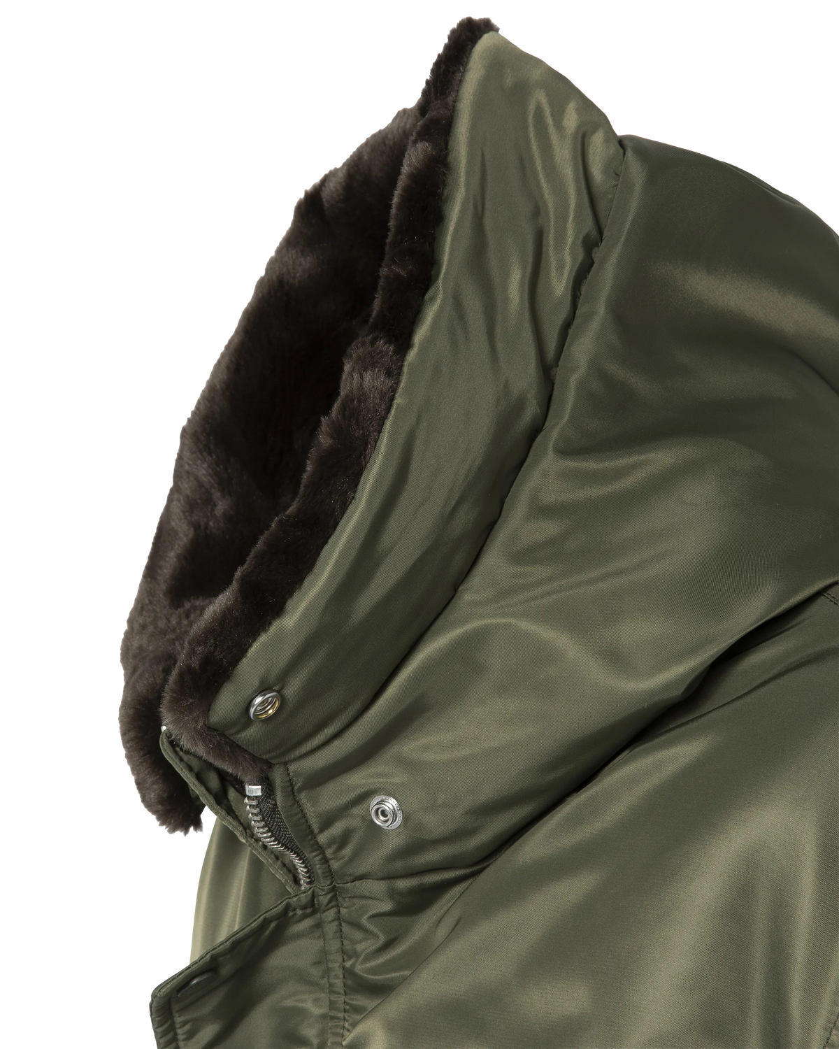 Bomber à capuche army kaki doublée fausse fourrure-10