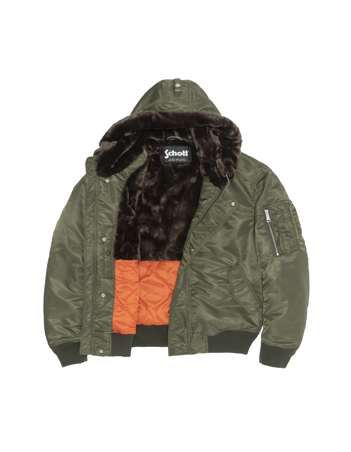 Bomber à capuche army kaki doublée fausse fourrure-11
