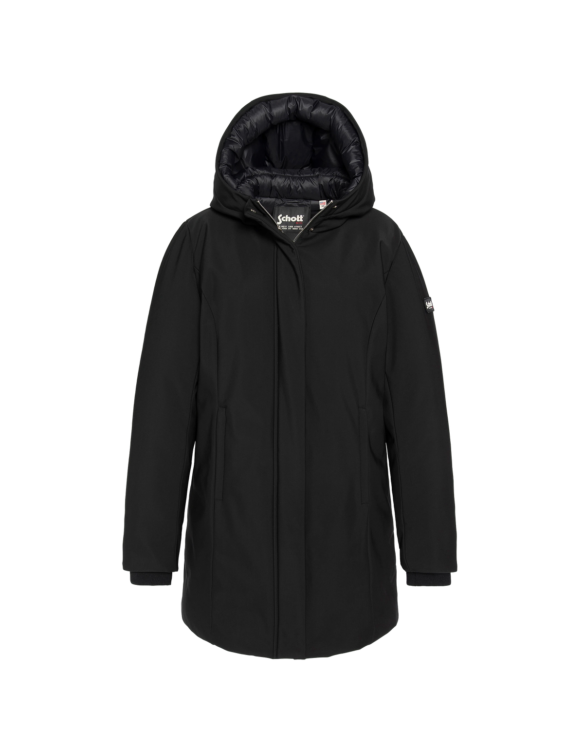 Langer schwarzer wasserabweisender Parka mit Kapuze-2