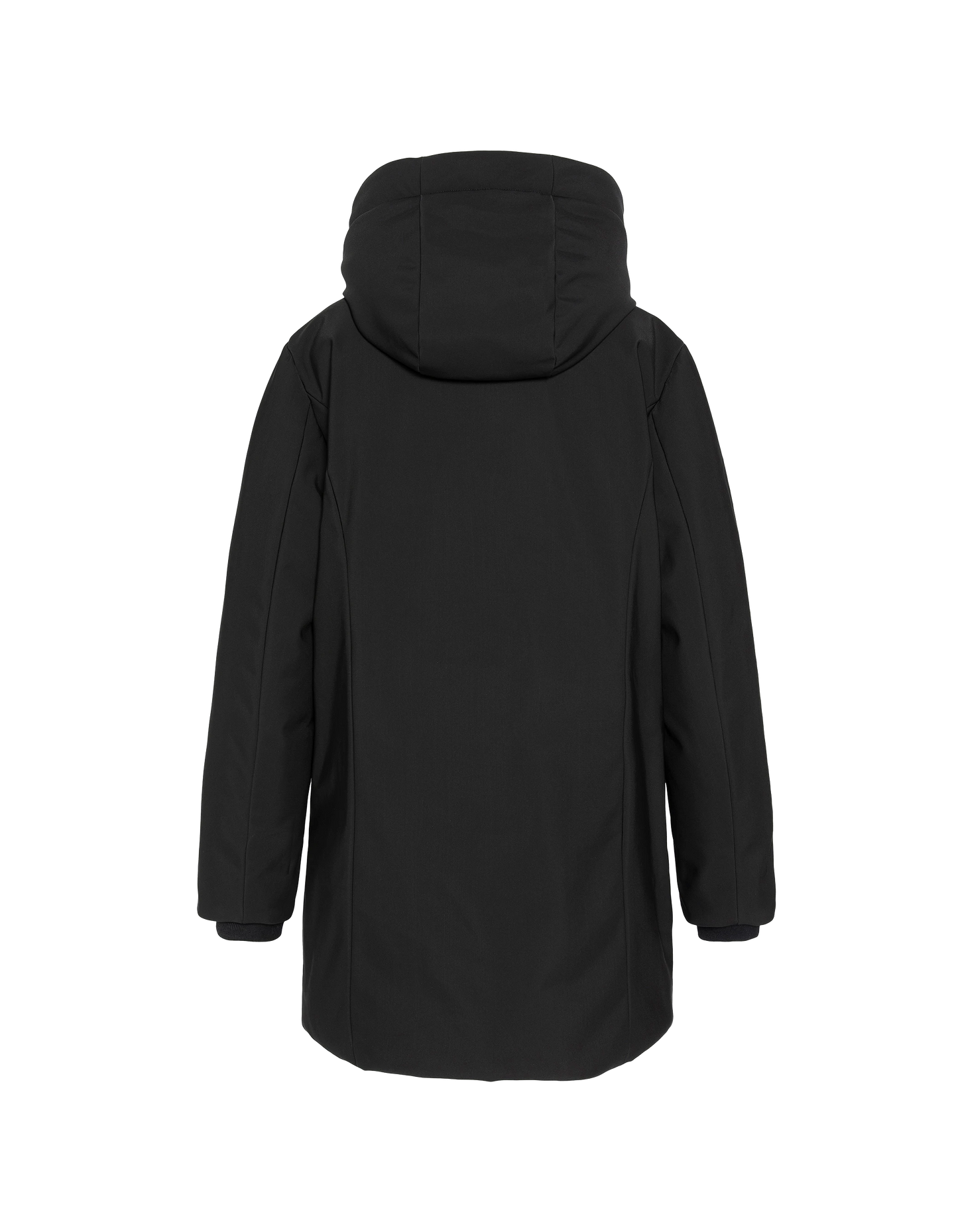 Langer schwarzer wasserabweisender Parka mit Kapuze