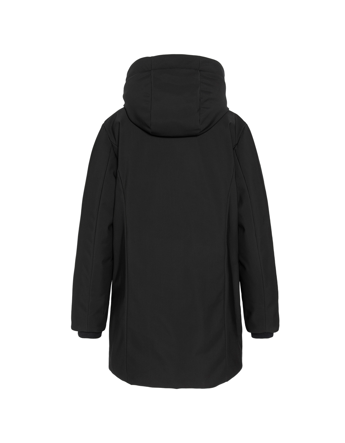 Langer schwarzer wasserabweisender Parka mit Kapuze-9