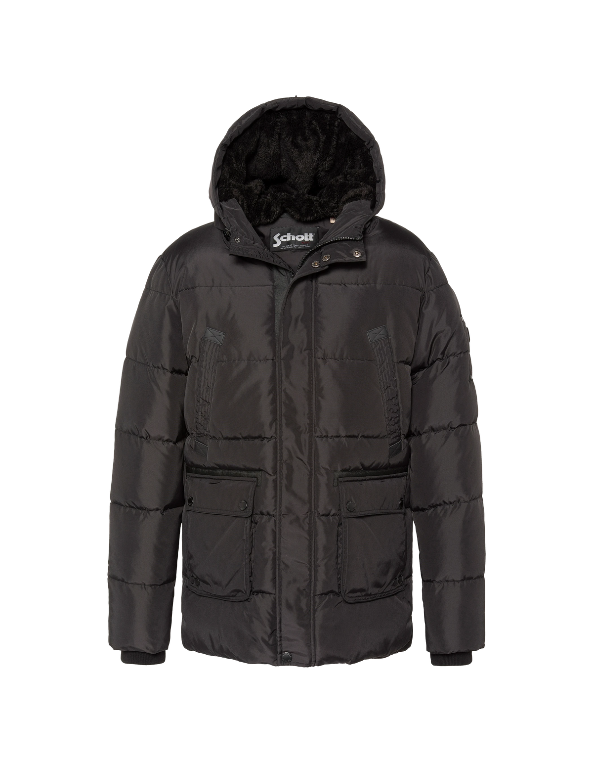 Schwarzer Parka mit Kapuze