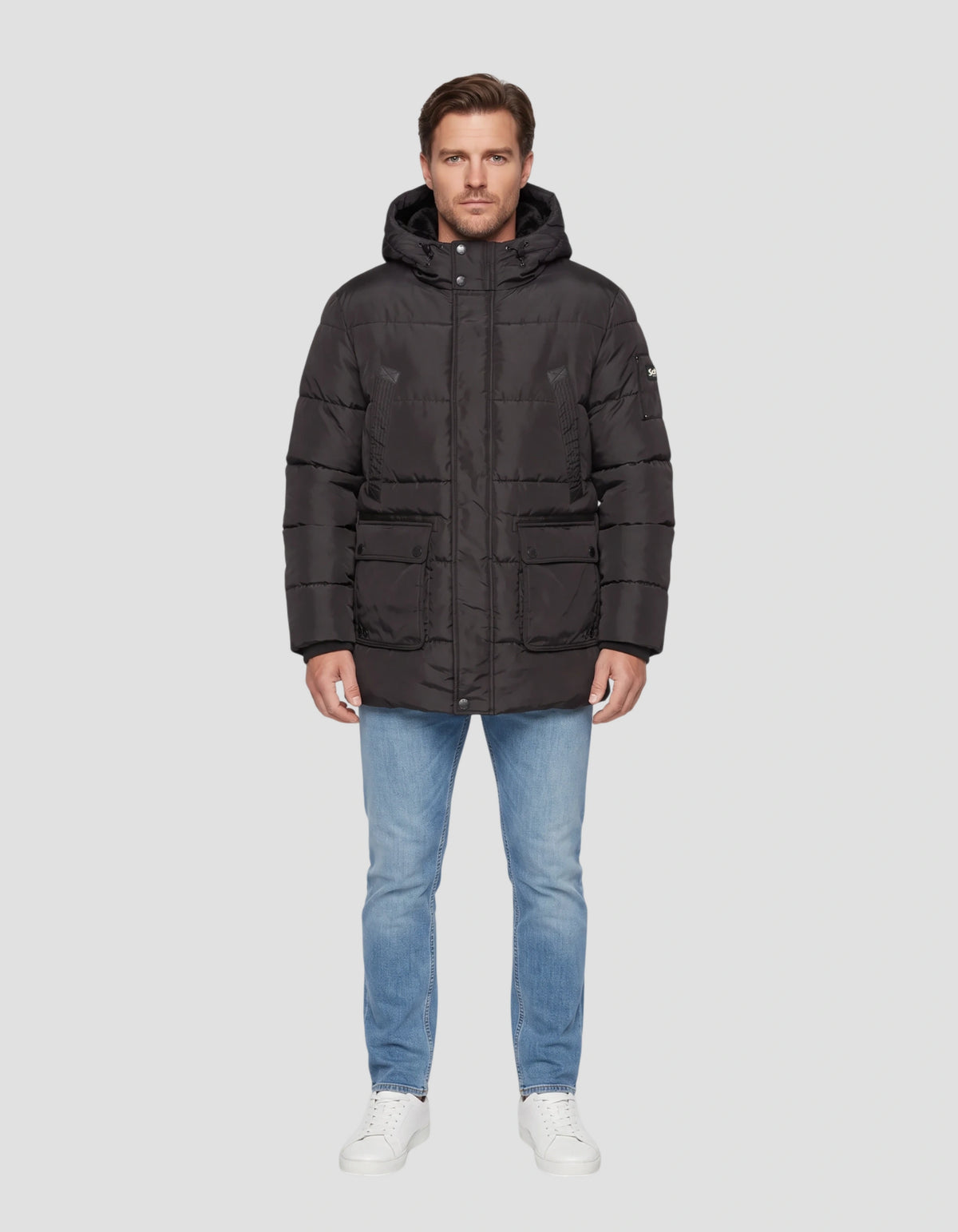 Parka nero con cappuccio-1