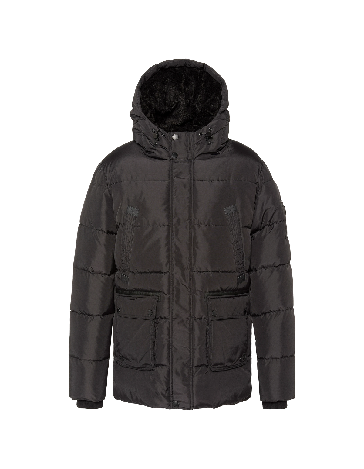 Schwarzer Parka mit Kapuze