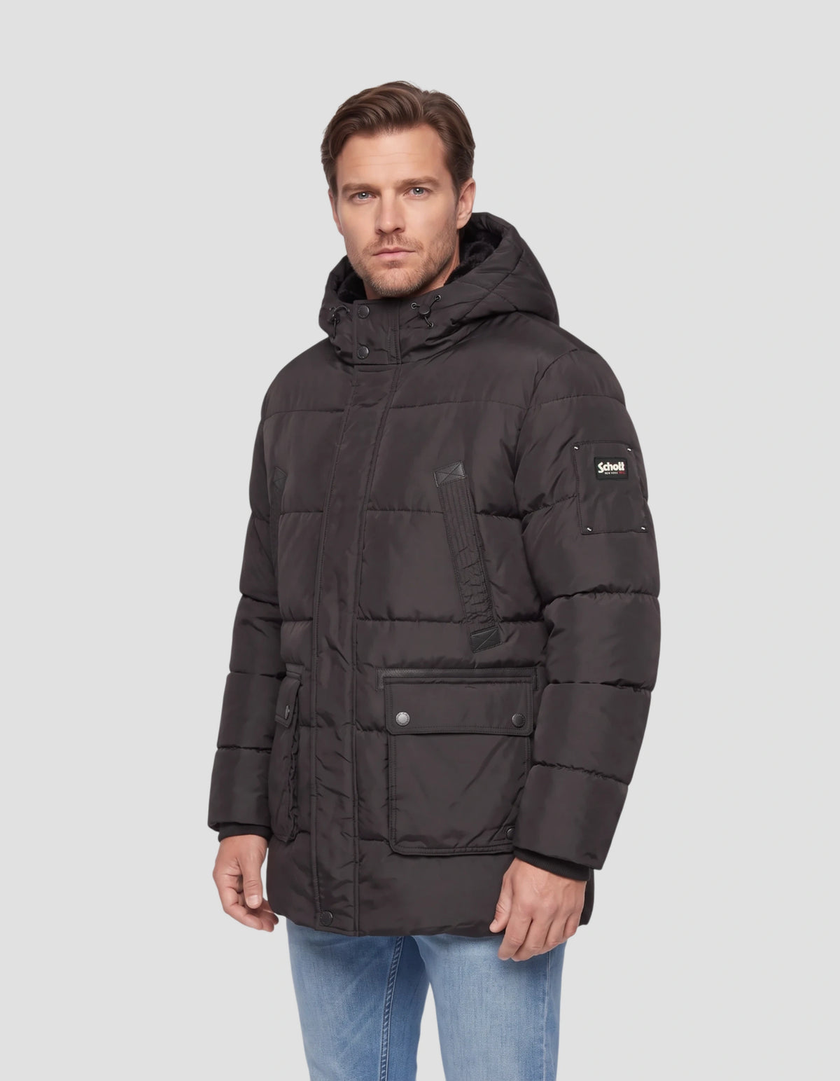Parka nero con cappuccio-3