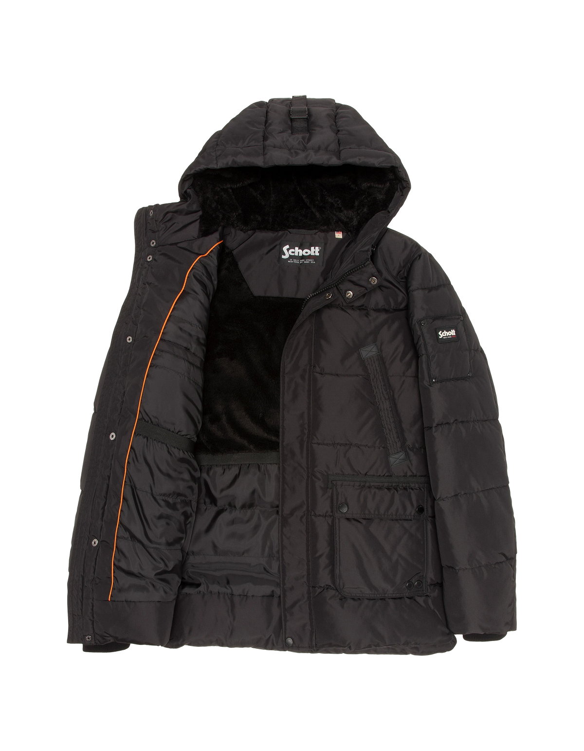 Schwarzer Parka mit Kapuze