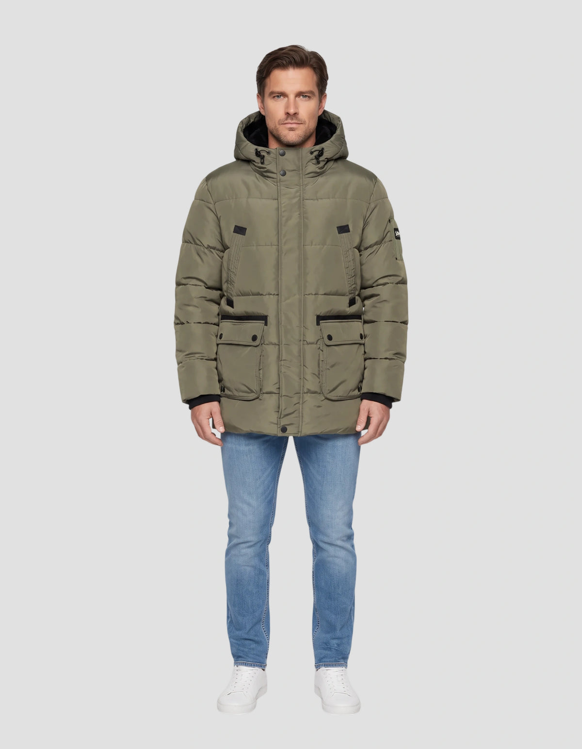 Parka à capuche sage kaki