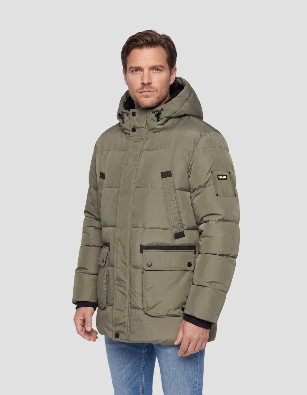 Parka à capuche sage kaki