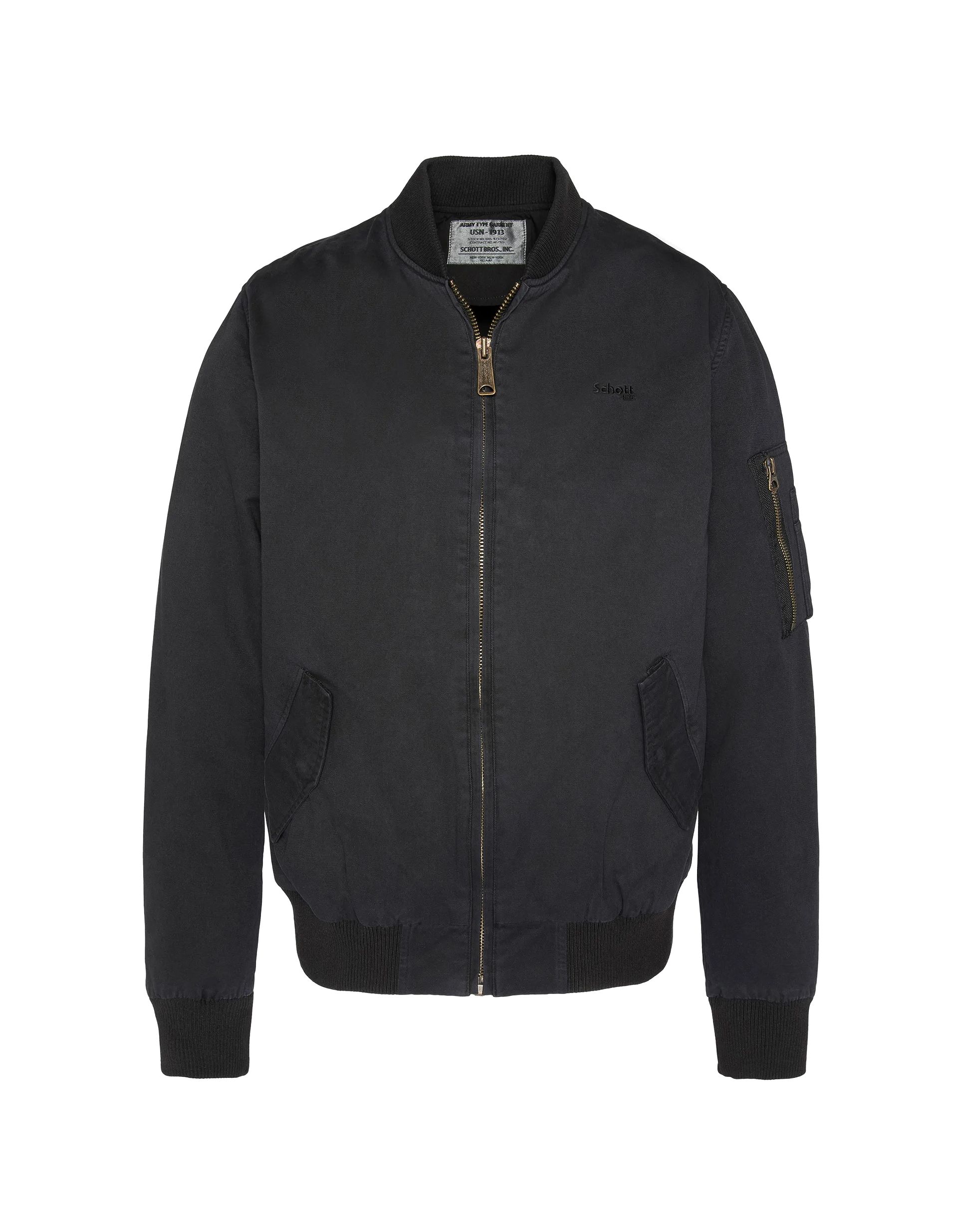 Bomber Ma -1 black, washed cotton - Arcata | Schott NYC®