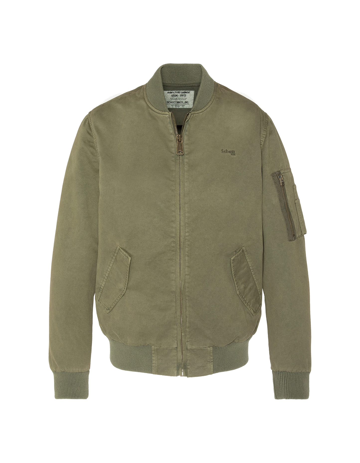 Bomber MA-1 kaki, coton lavé