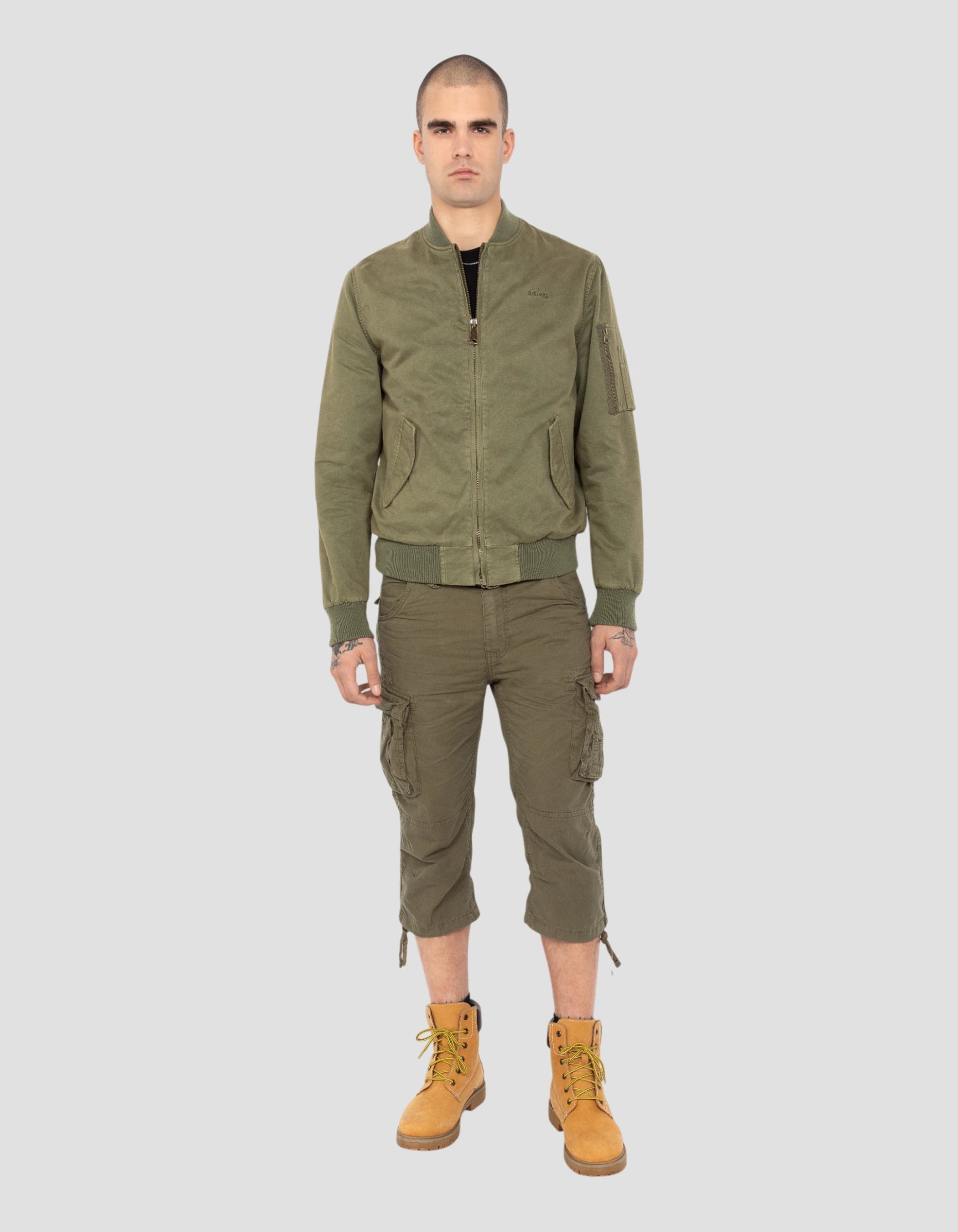 Bomber MA-1 kaki, coton lavé-1