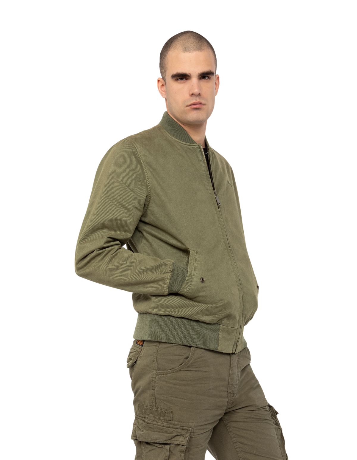 Khaki MA-1 bomber jacket, washed cotton - ARCATA | Schott NYC® Khaki MA-1 bomber jacket, washed cotton - ARCATA | Schott NYC®