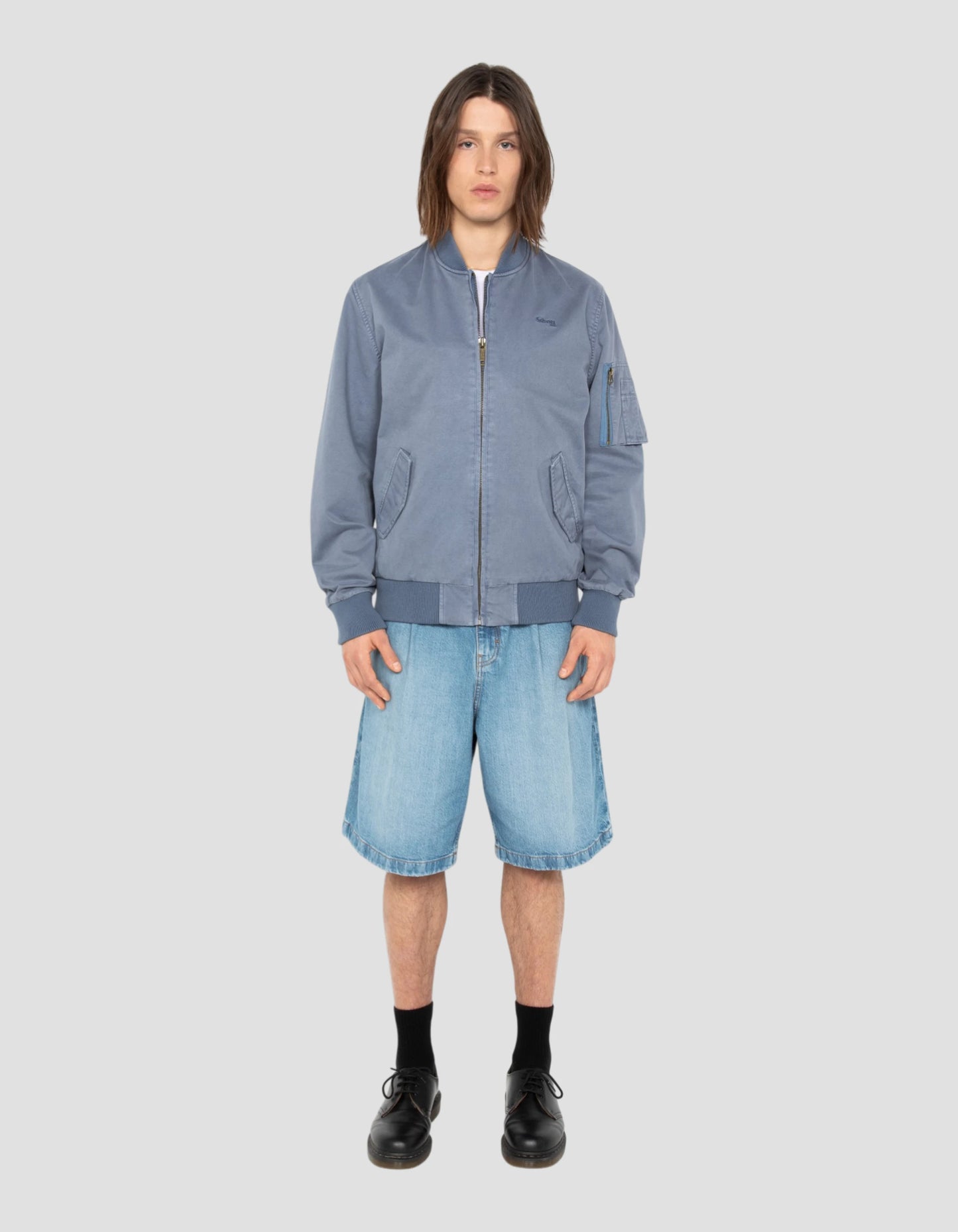 Bomber MA-1 bleu lac, coton lavé