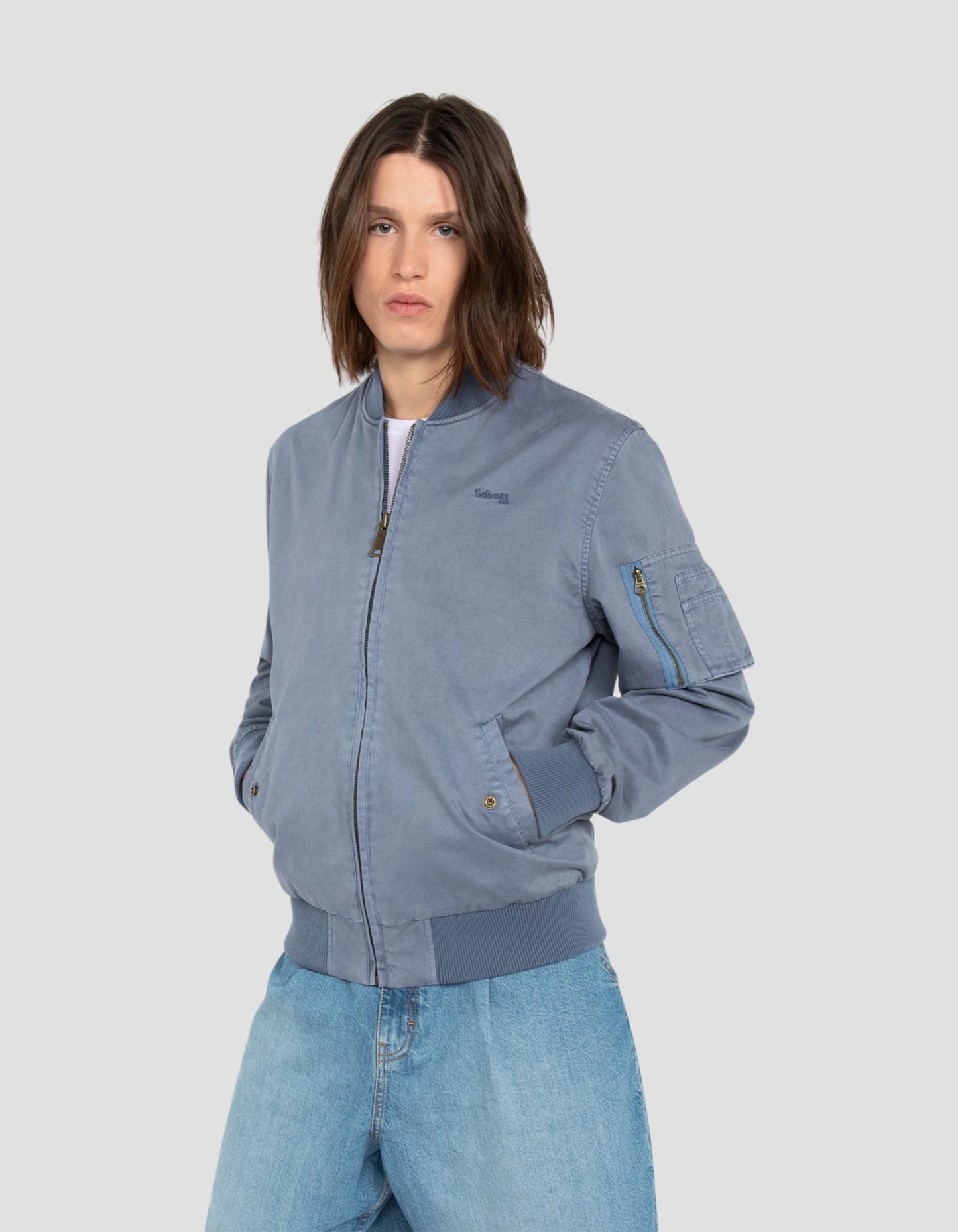 Bomber MA-1 bleu lac, coton lavé