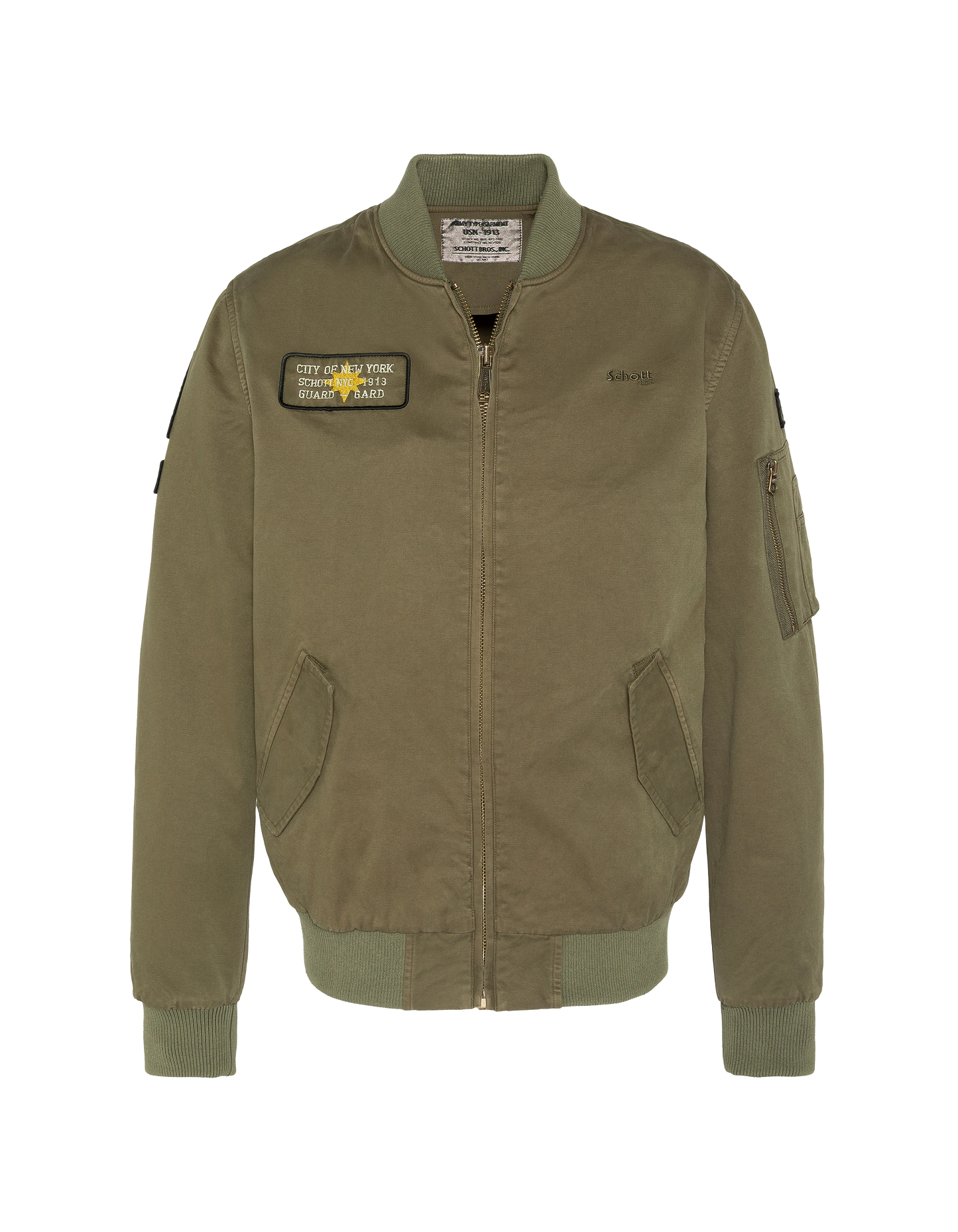 Bomber badgé kaki type MA-1 en coton lavé