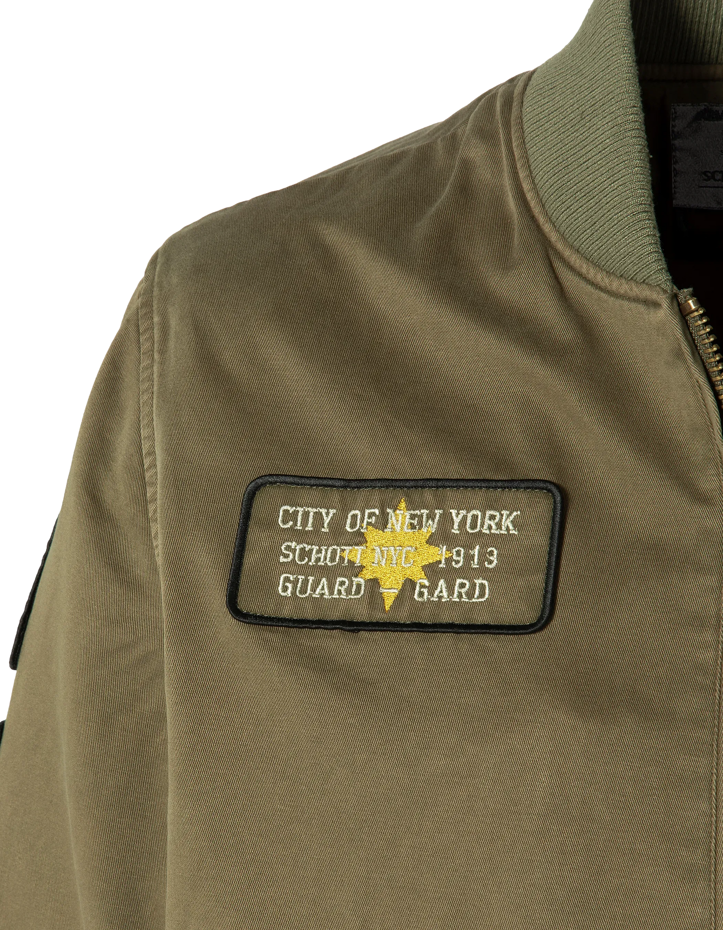 Bomber badgé kaki type MA-1 en coton lavé