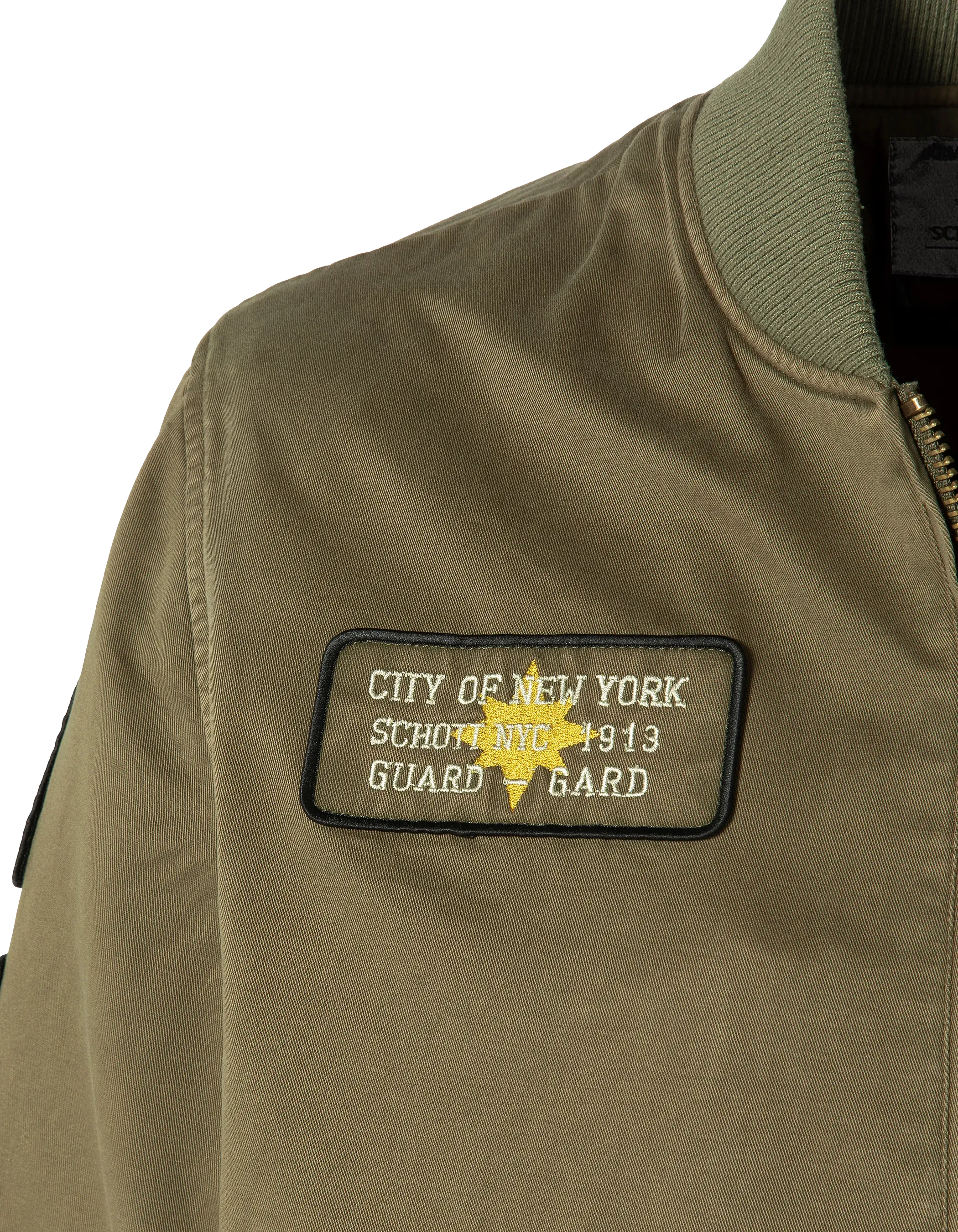 Bomber badgé kaki type MA-1 en coton lavé-3