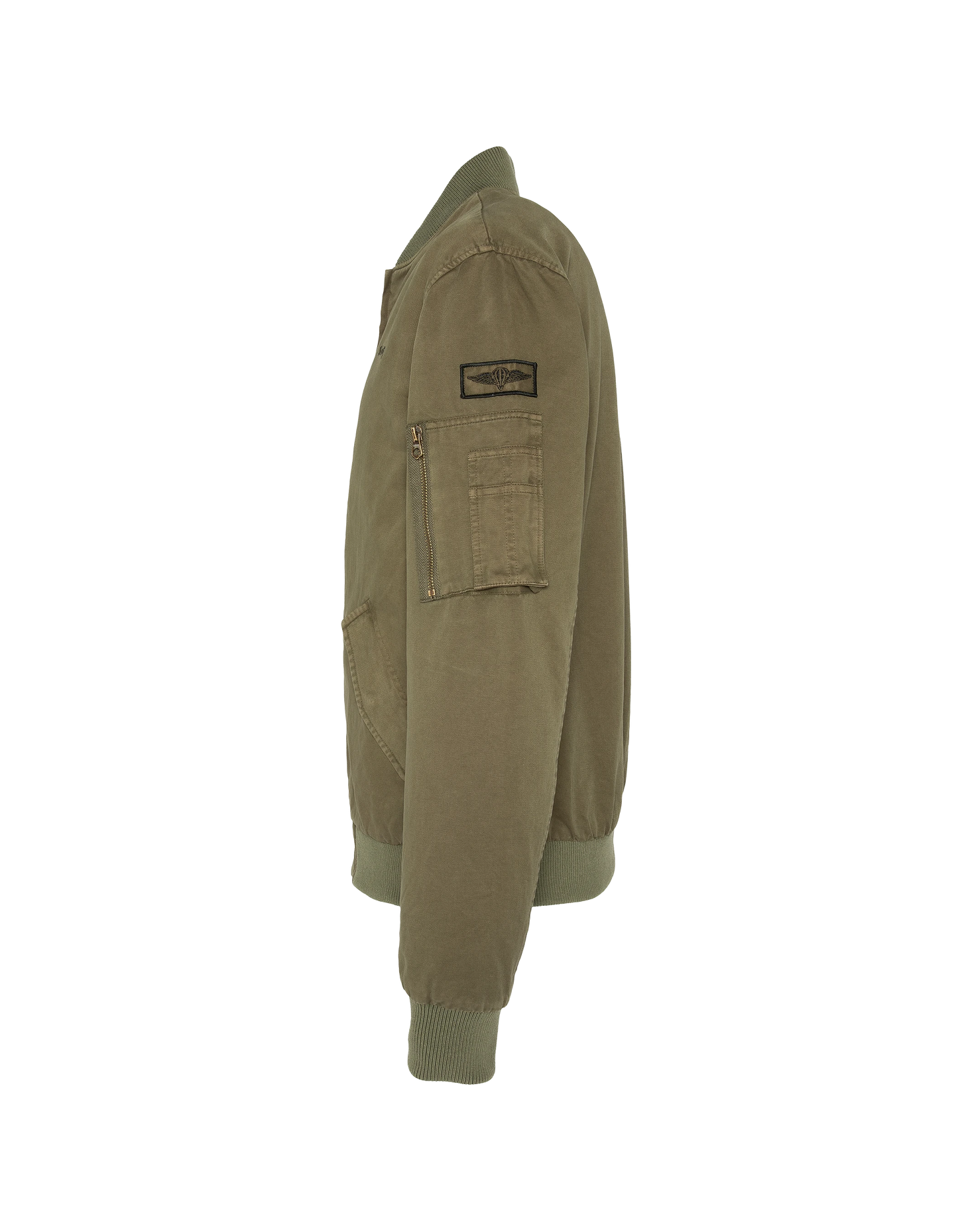 Bomber badgé kaki type MA-1 en coton lavé