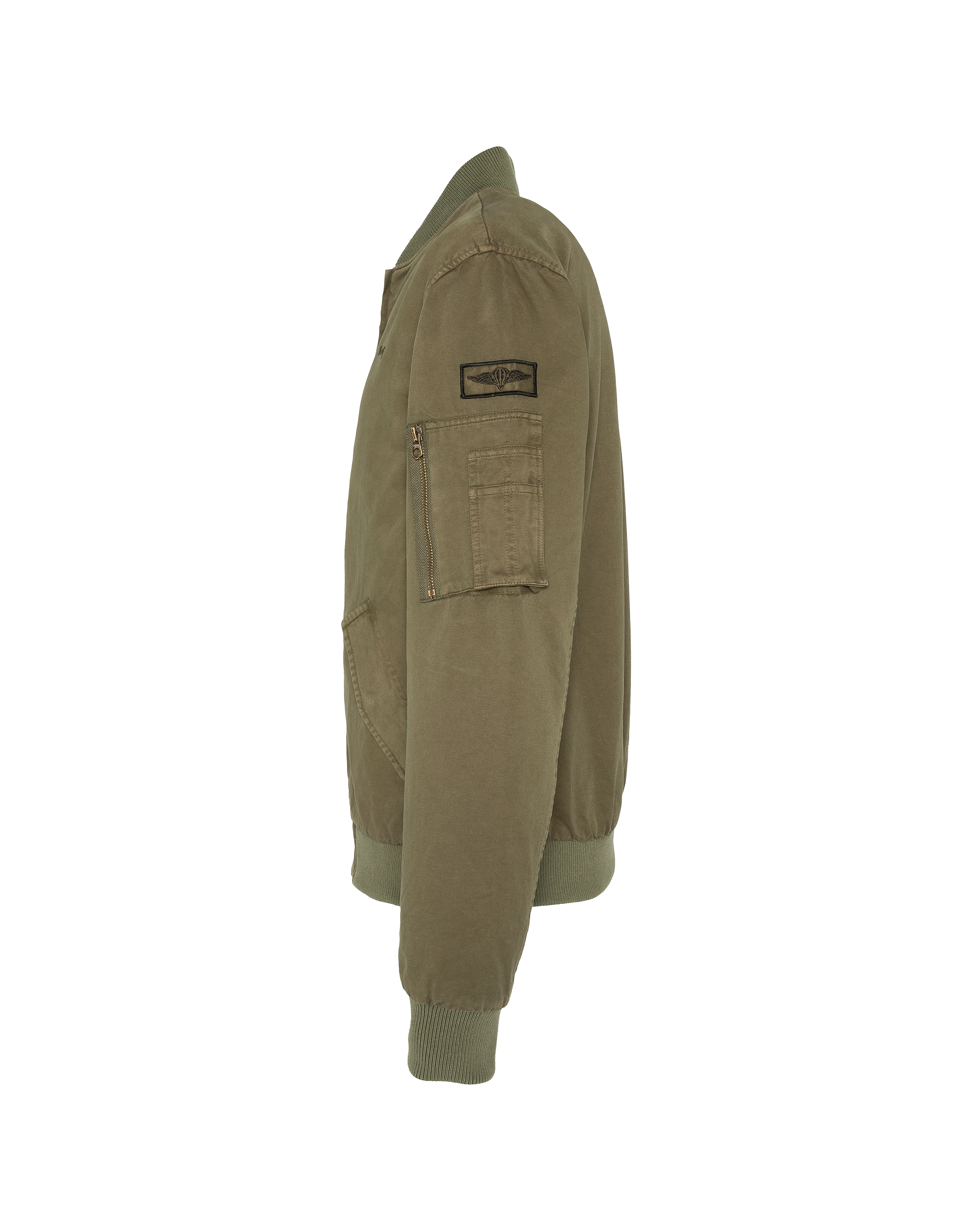 Bomber badgé kaki type MA-1 en coton lavé-4