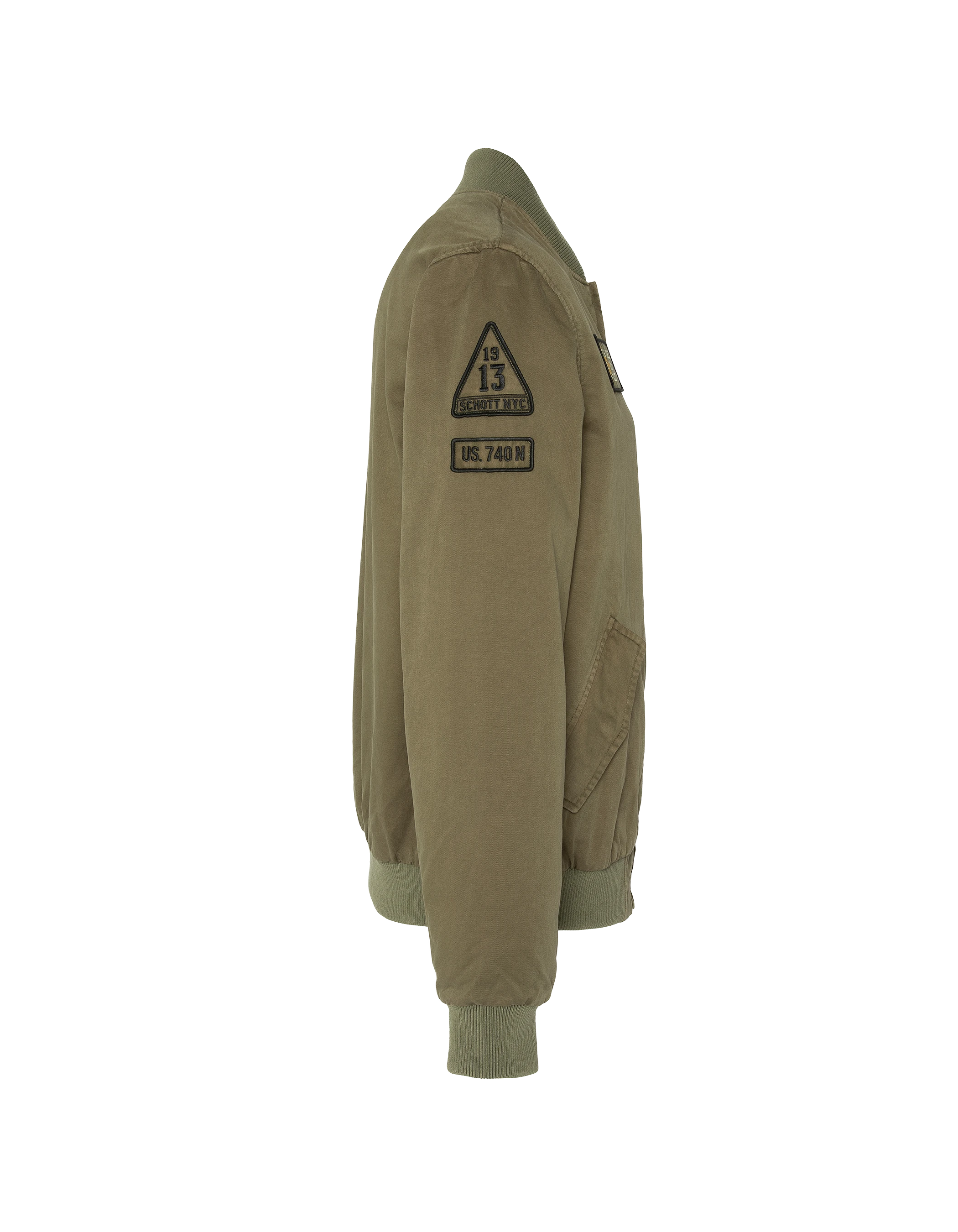 Bomber badgé kaki type MA-1 en coton lavé-5