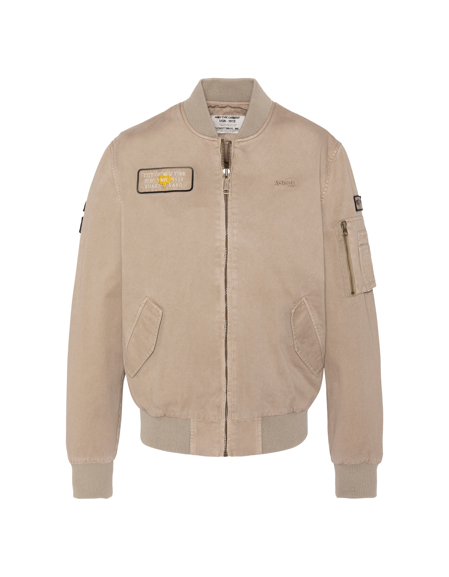Bomber badgé taupe type MA-1 en coton lavé
