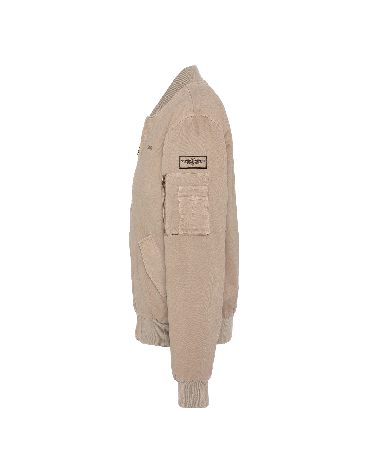 Bomber badgé taupe type MA-1 en coton lavé