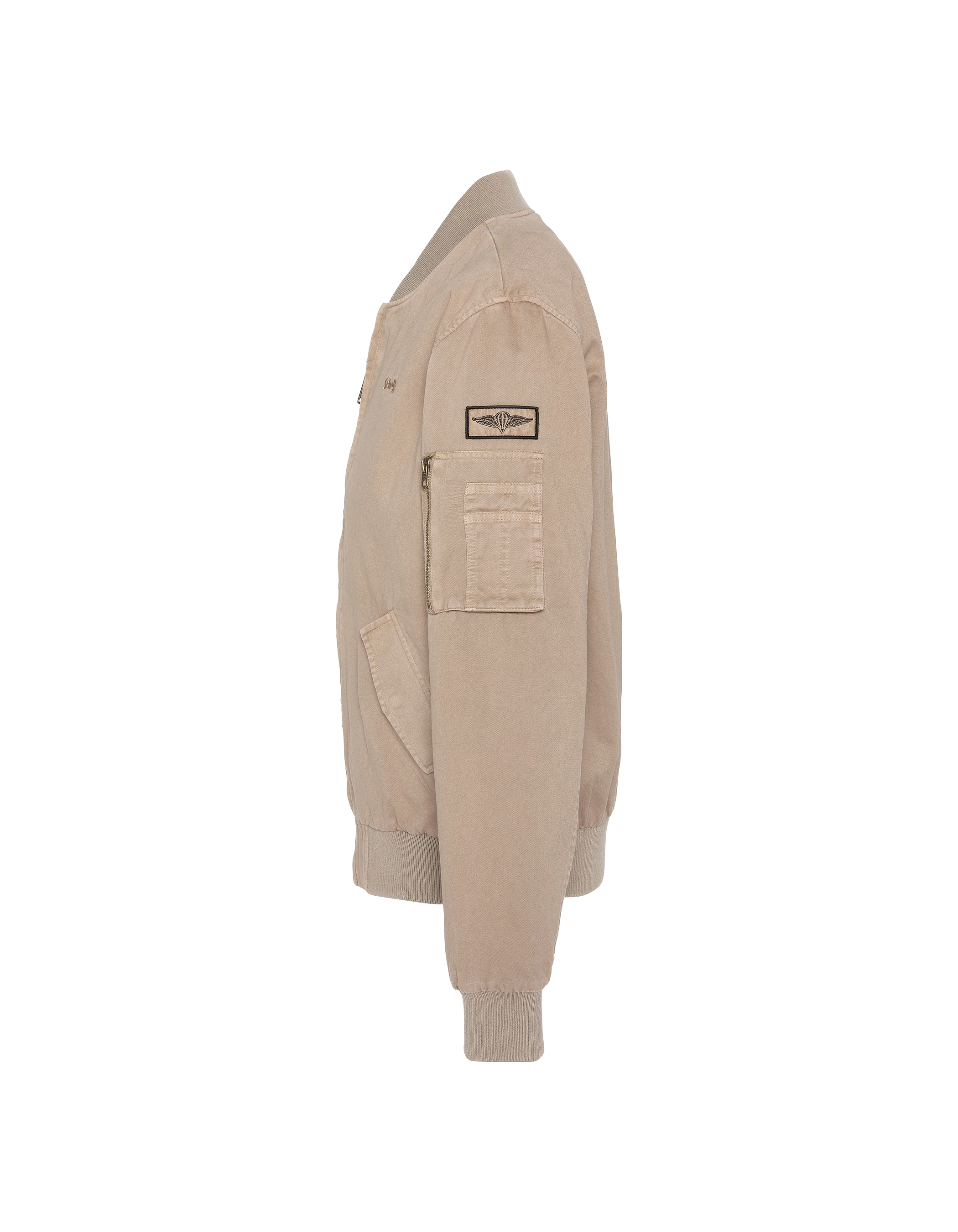 Bomber badgé taupe type MA-1 en coton lavé-8