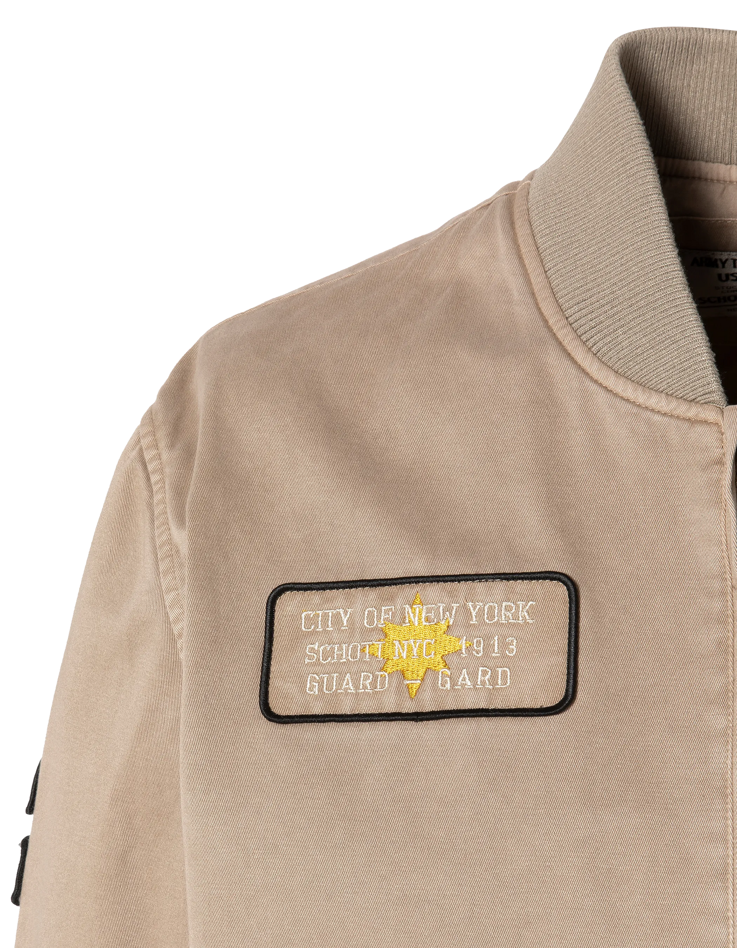 Bomber badgé taupe type MA-1 en coton lavé