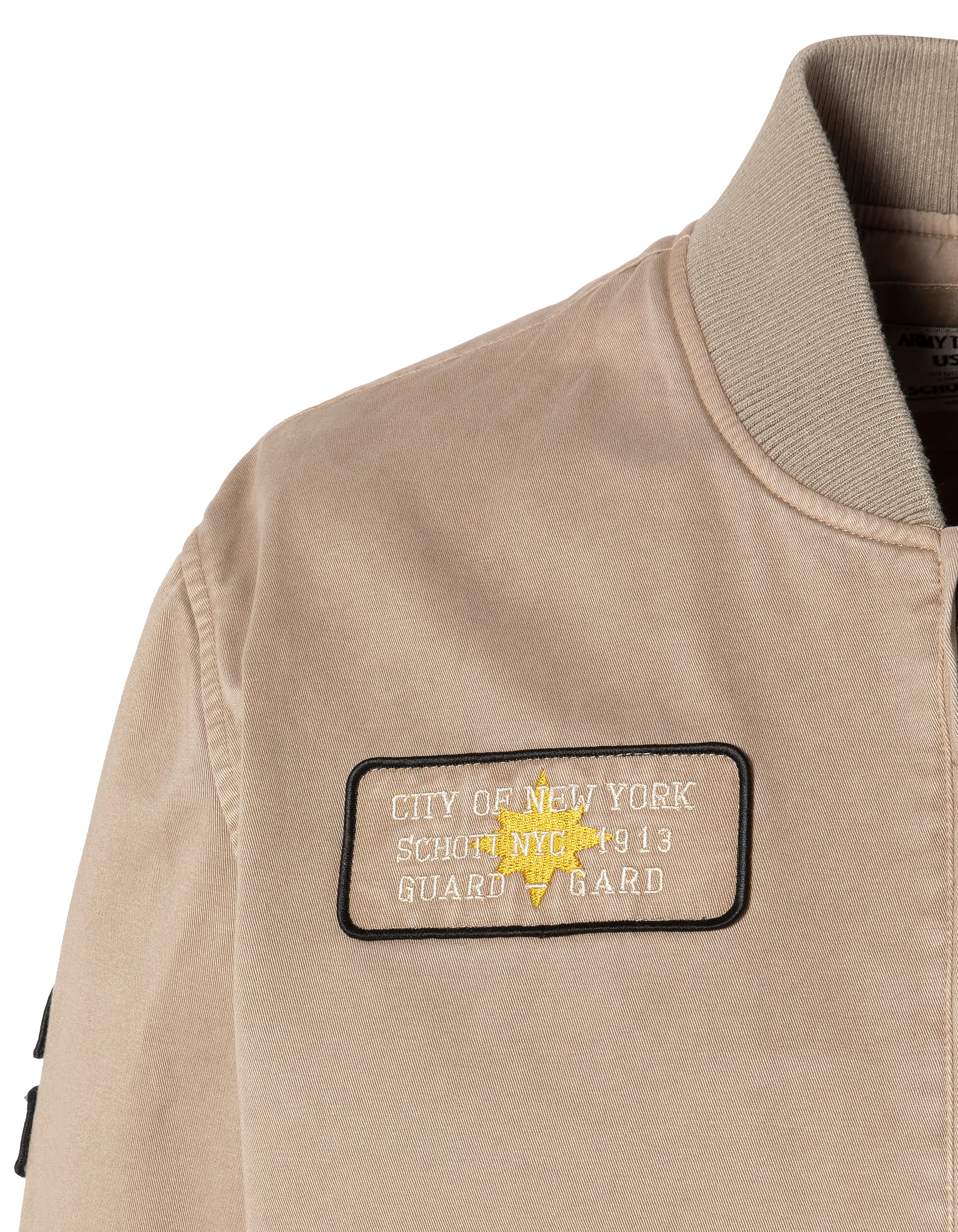 Bomber badgé taupe type MA-1 en coton lavé-9