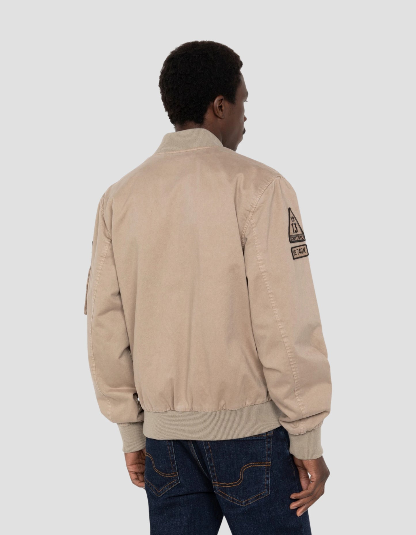 Bomber badgé taupe type MA-1 en coton lavé