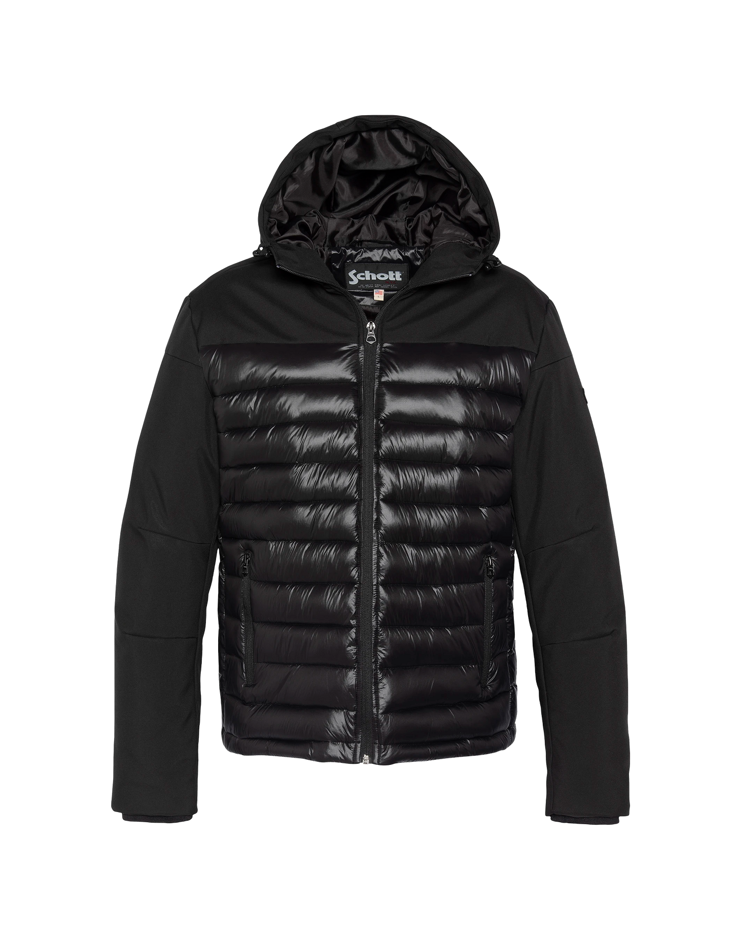 Schwarze Down -Jacke mit abnehmbarem Kunstpelzkragen