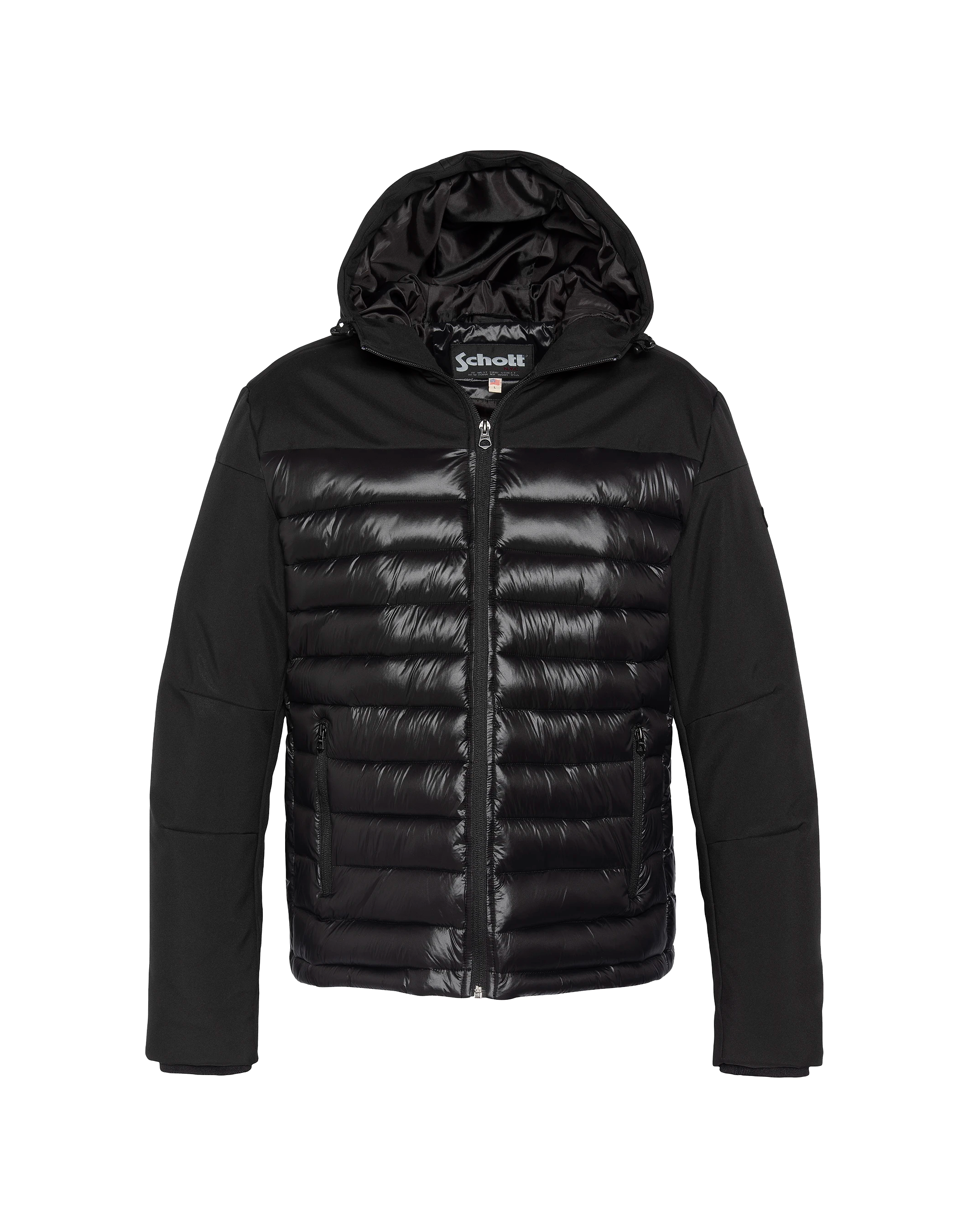 Schwarze Down -Jacke mit abnehmbarem Kunstpelzkragen-2