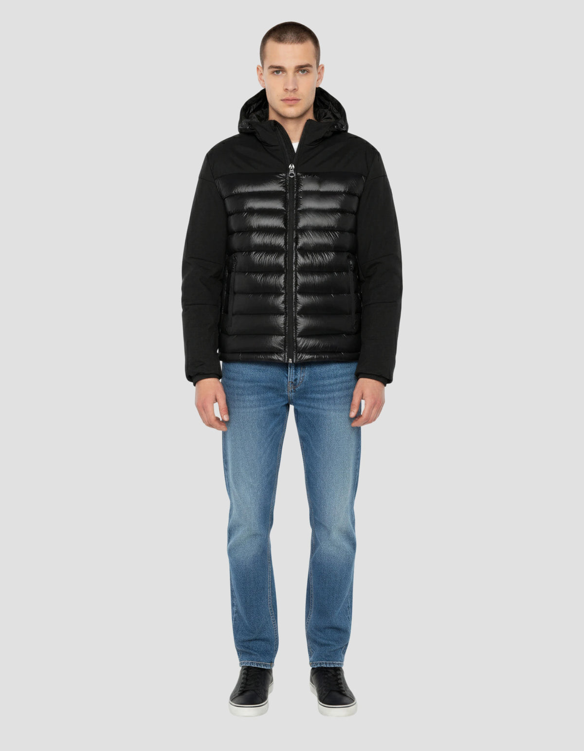 Black down jacket with removable faux fur collar - ASCOTT | Schott 
