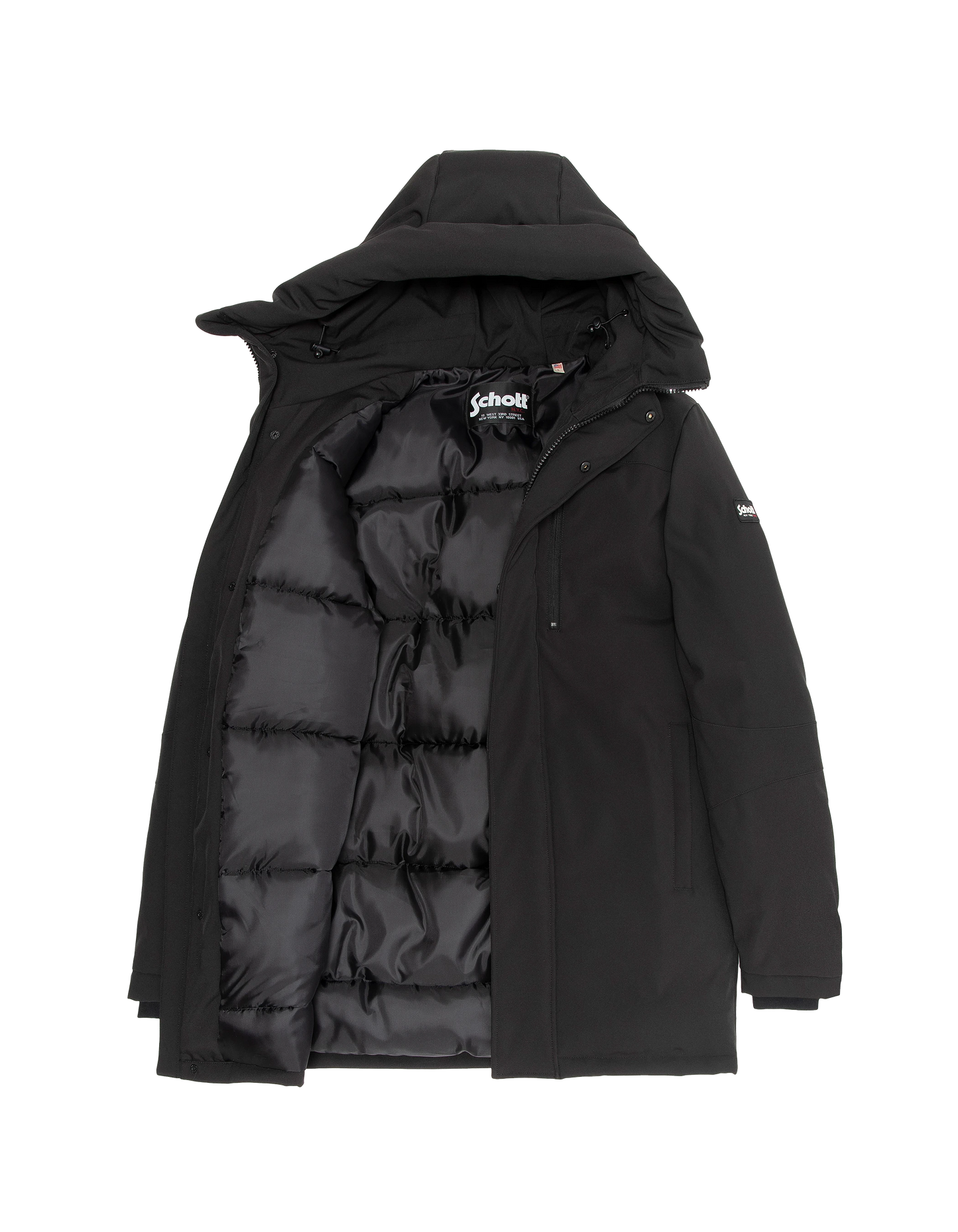 Schwarzer Kapuzenparka