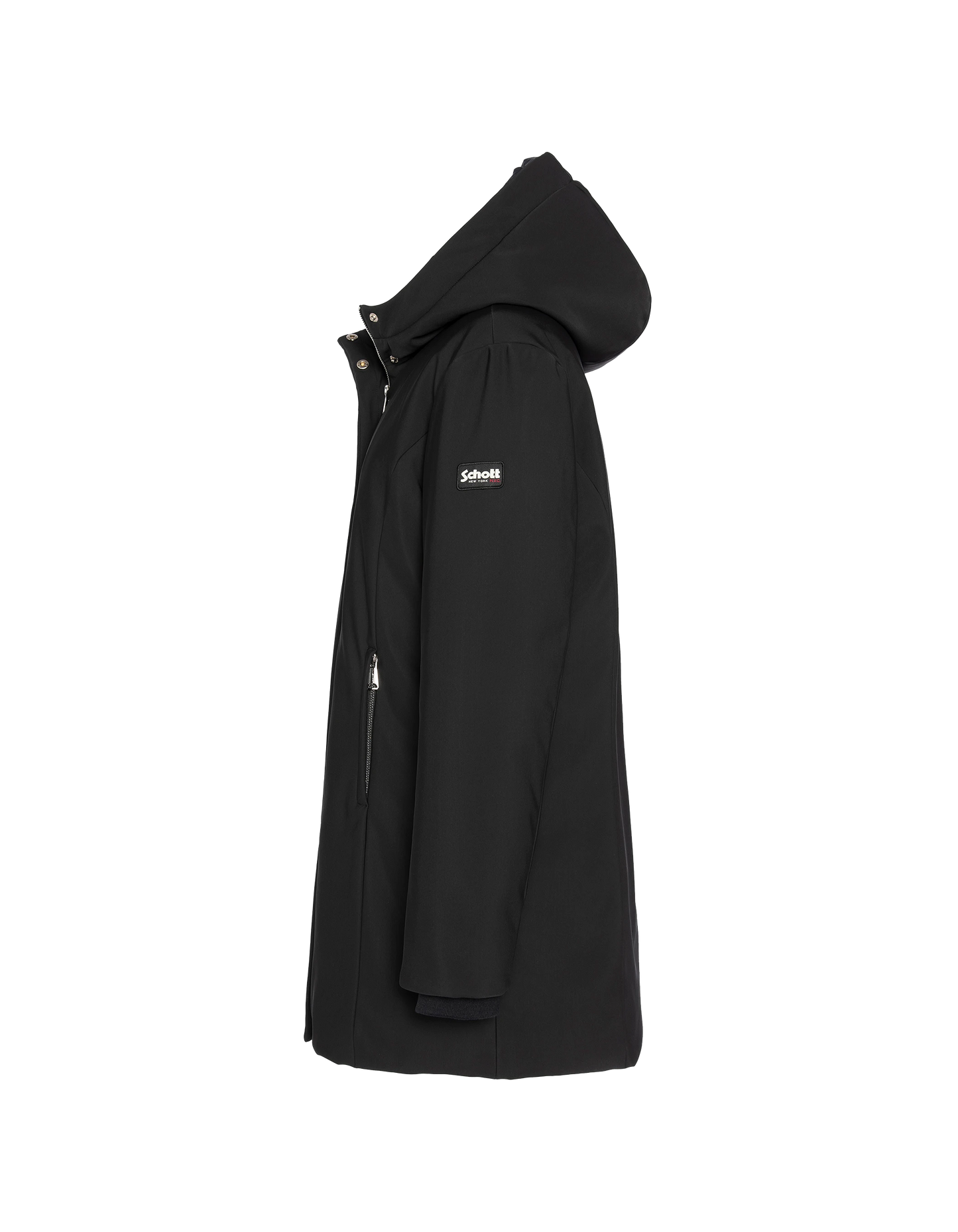 Schwarzer Kapuzenparka