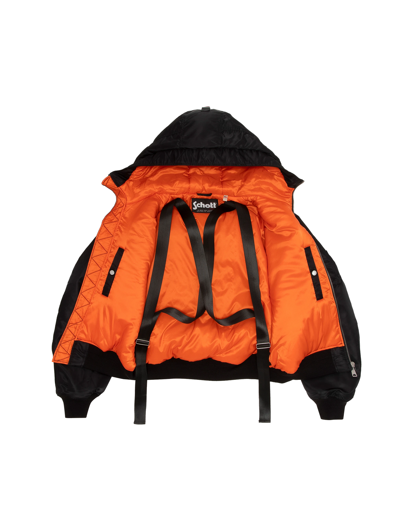 Giacca bomber nero tipo N2B con zaino integrato