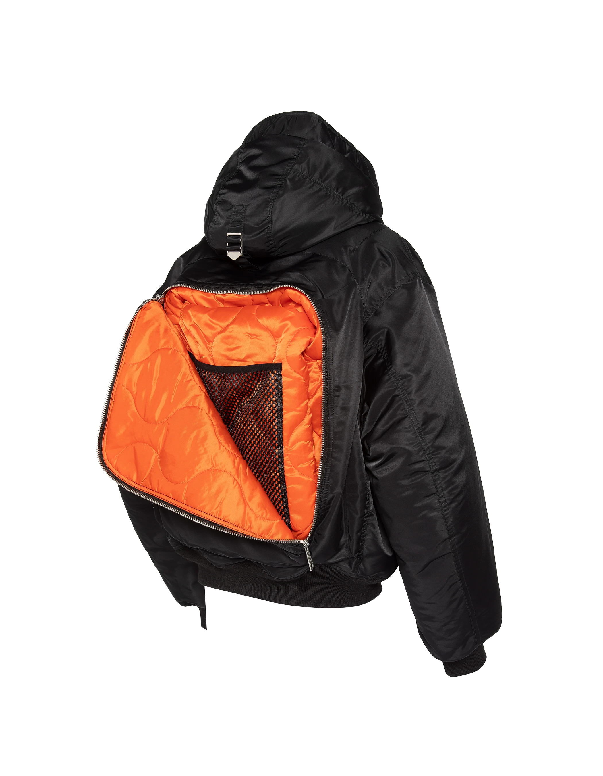 Schwarze Bomberjacke Typ N2B Motorhaube mit integriertem Rucksack-11