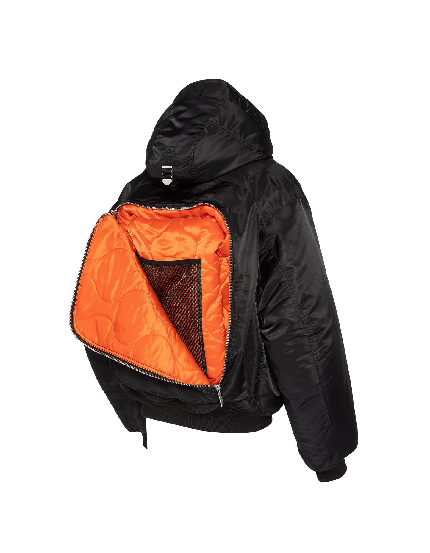 Giacca bomber nero tipo N2B con zaino integrato