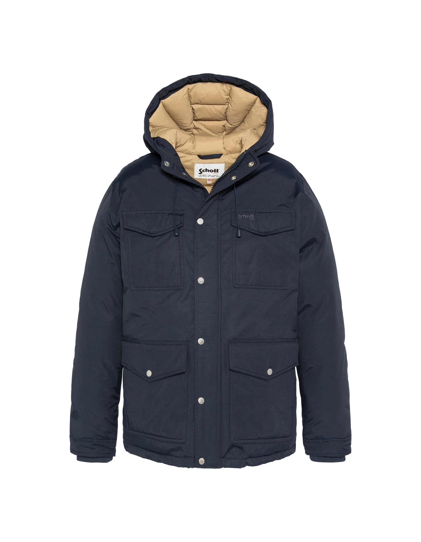 Navy Parka Multipoches con felpa con cappuccio