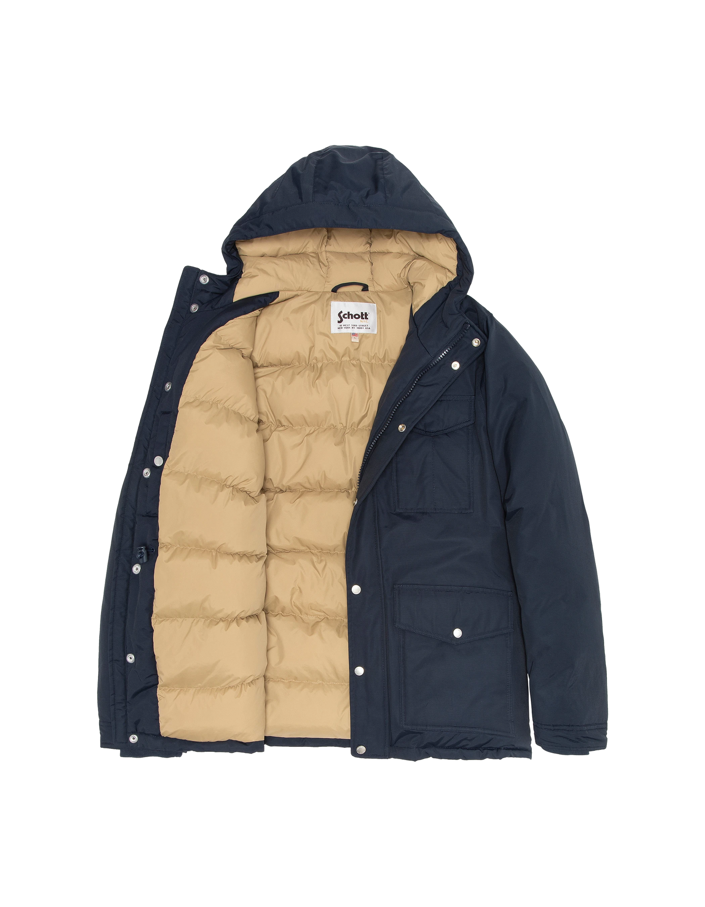 Navy Parka Multipoches con felpa con cappuccio