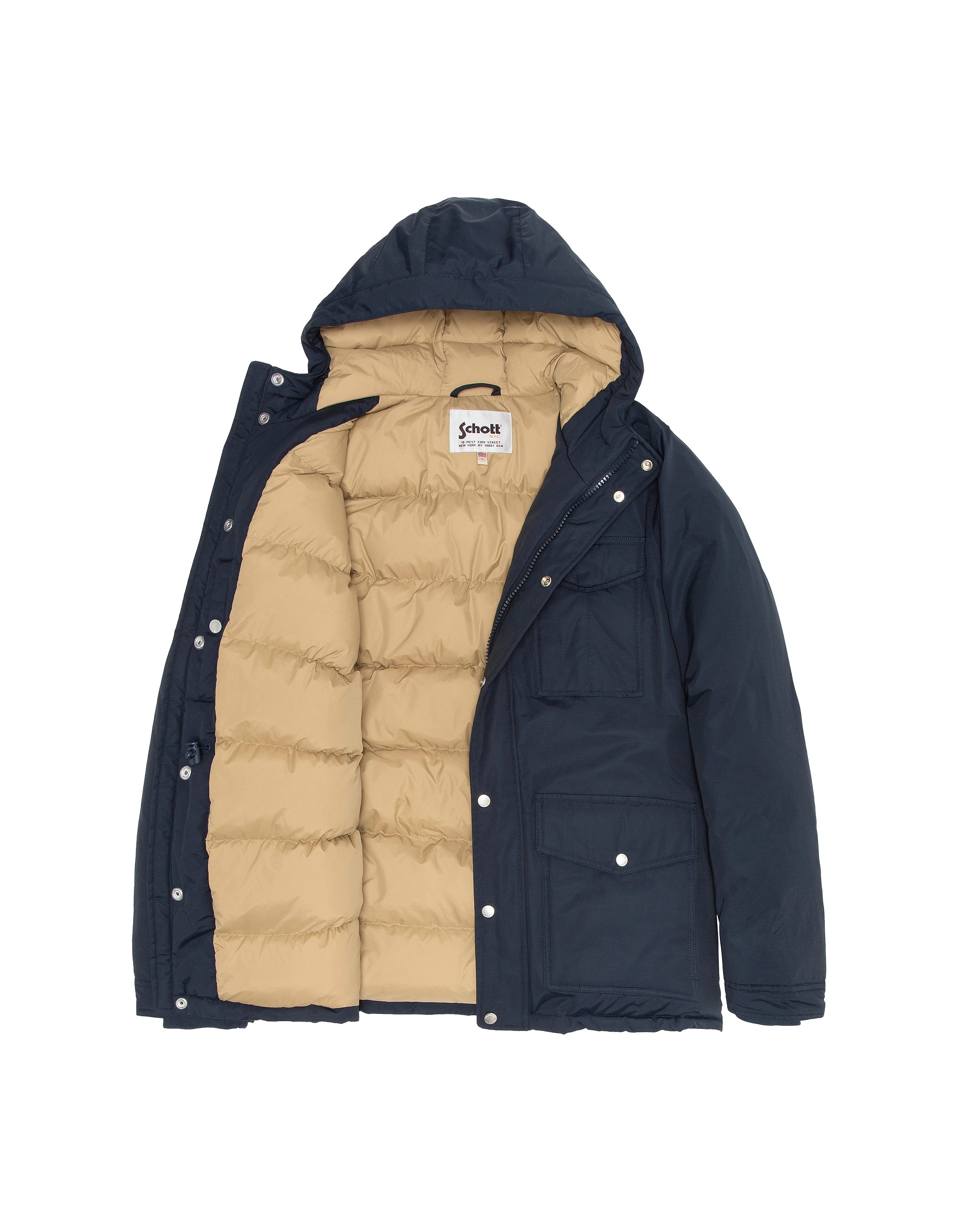 Navy Parka Multipoches con felpa con cappuccio-7