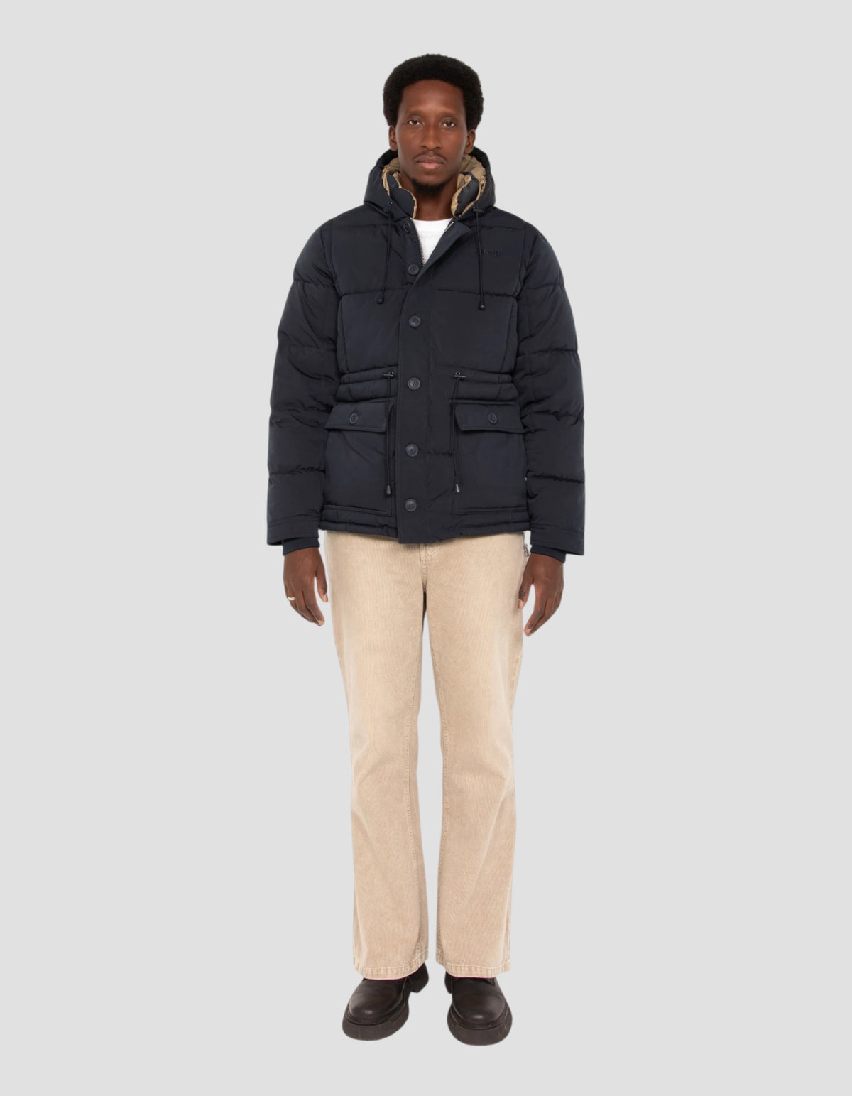 Parka outdoor à capuche bleu marine-1